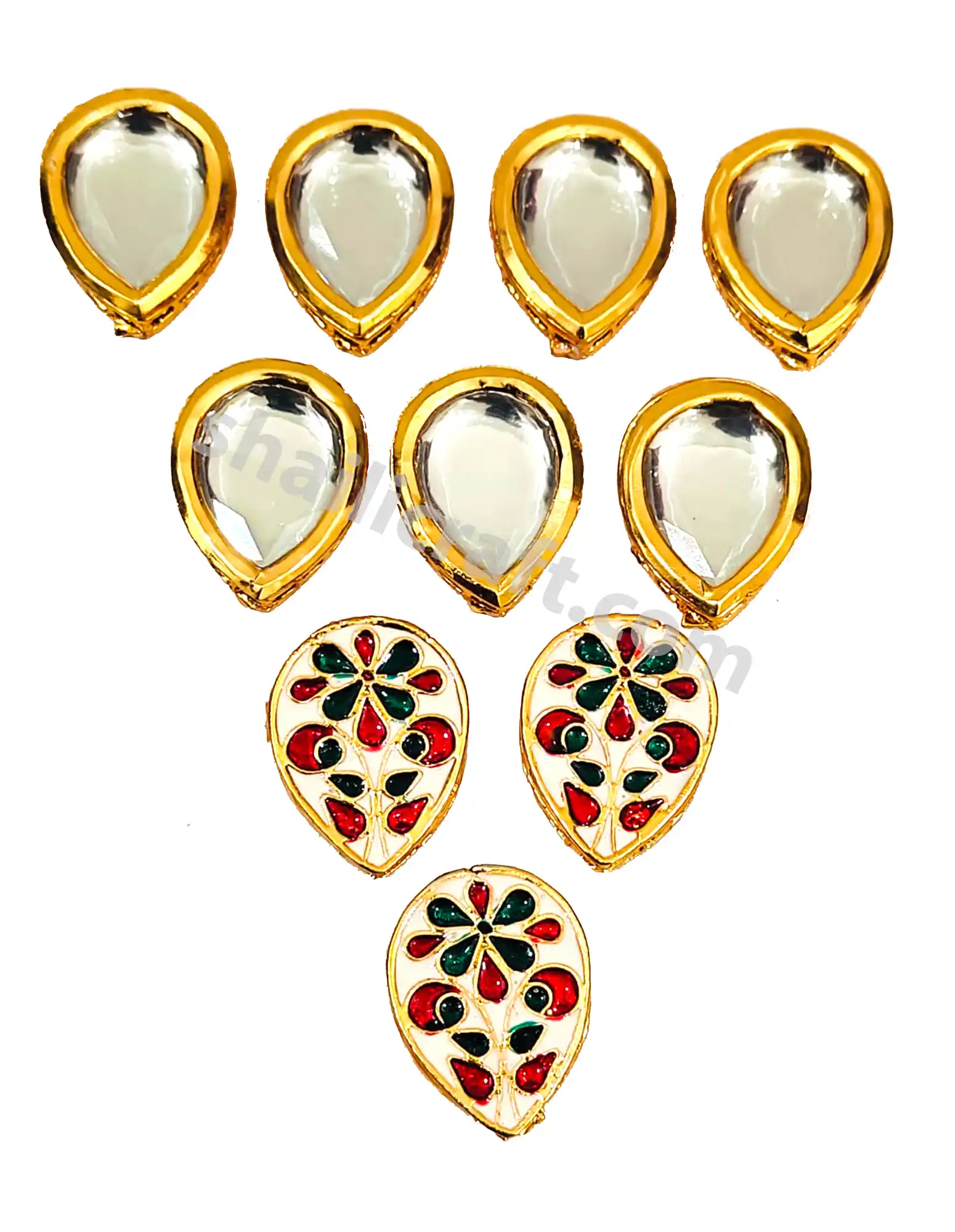 24 MM, Drop Meenakari Kundan Raw Material - for jewellery making