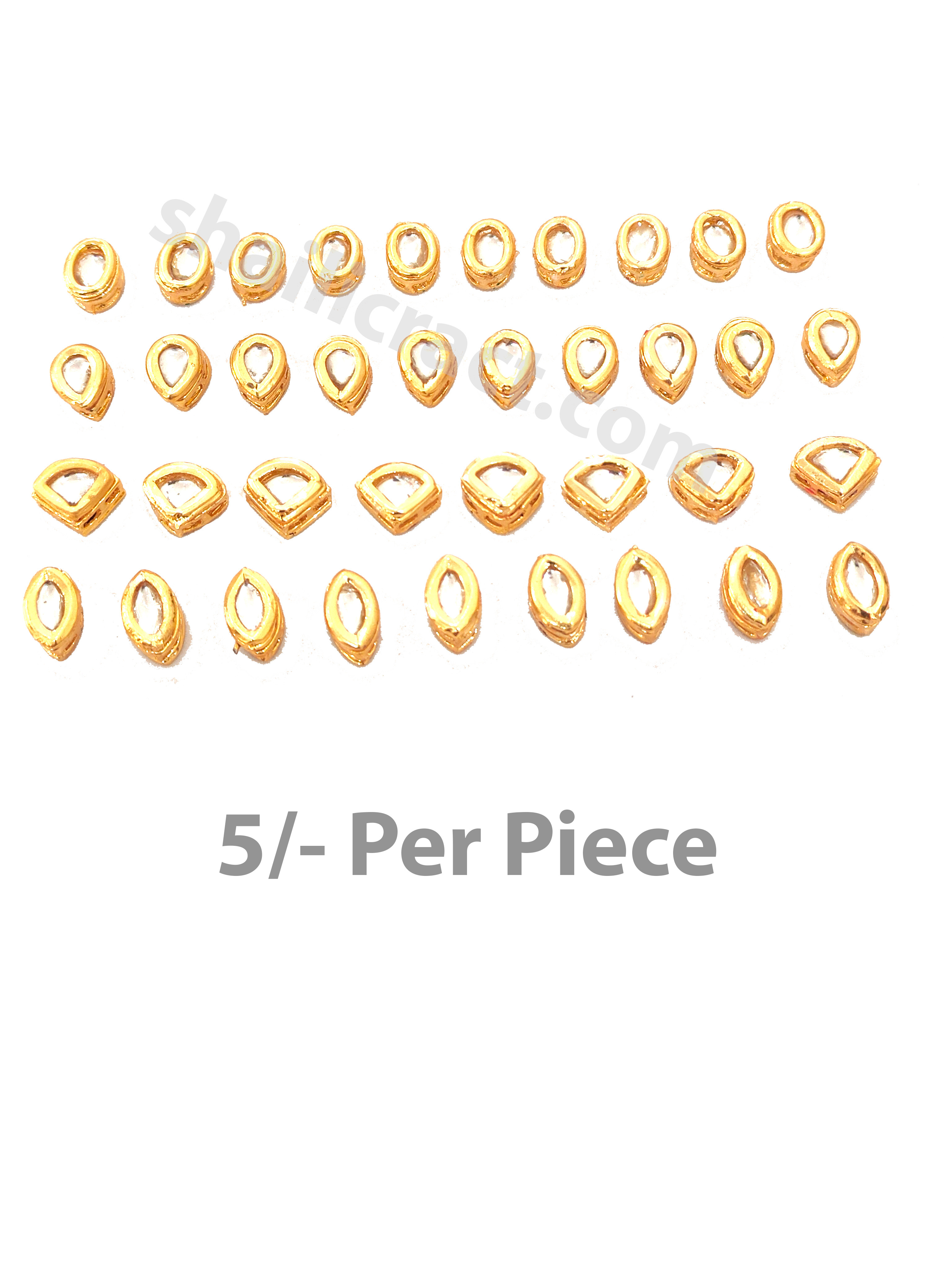 100 PC, 8MM, Multiple Design Kundan Raw Material - for jewellery making