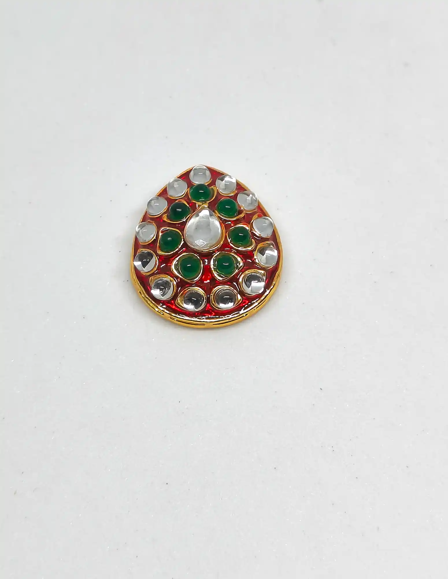 Kundan Front Meenakari with Green and White Stone - for jewellery making