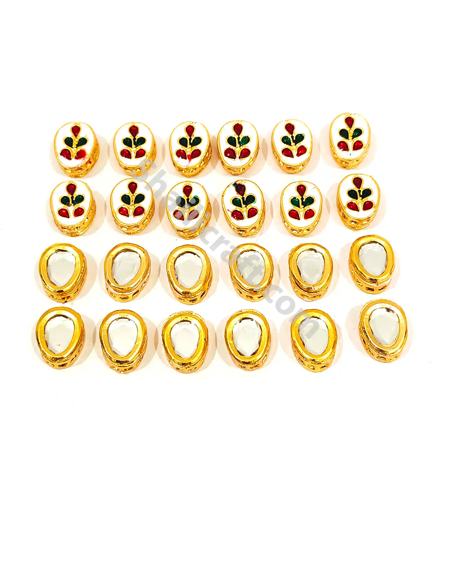Medium Oval Shape Kundan Meenakari Raw Material - for jewellery making