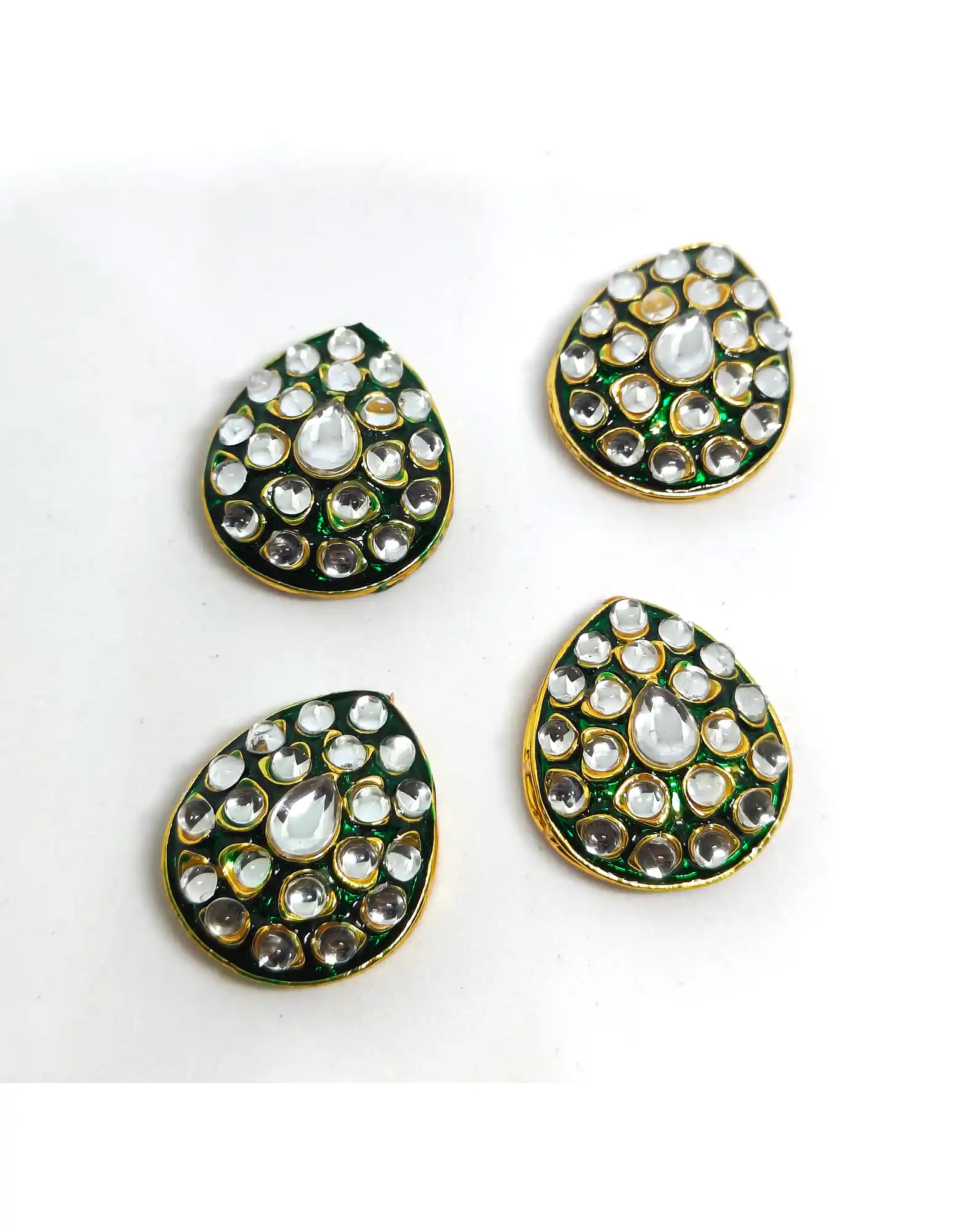 Kundan Polki White Stone With Front Meenakari Work - for jewellery making