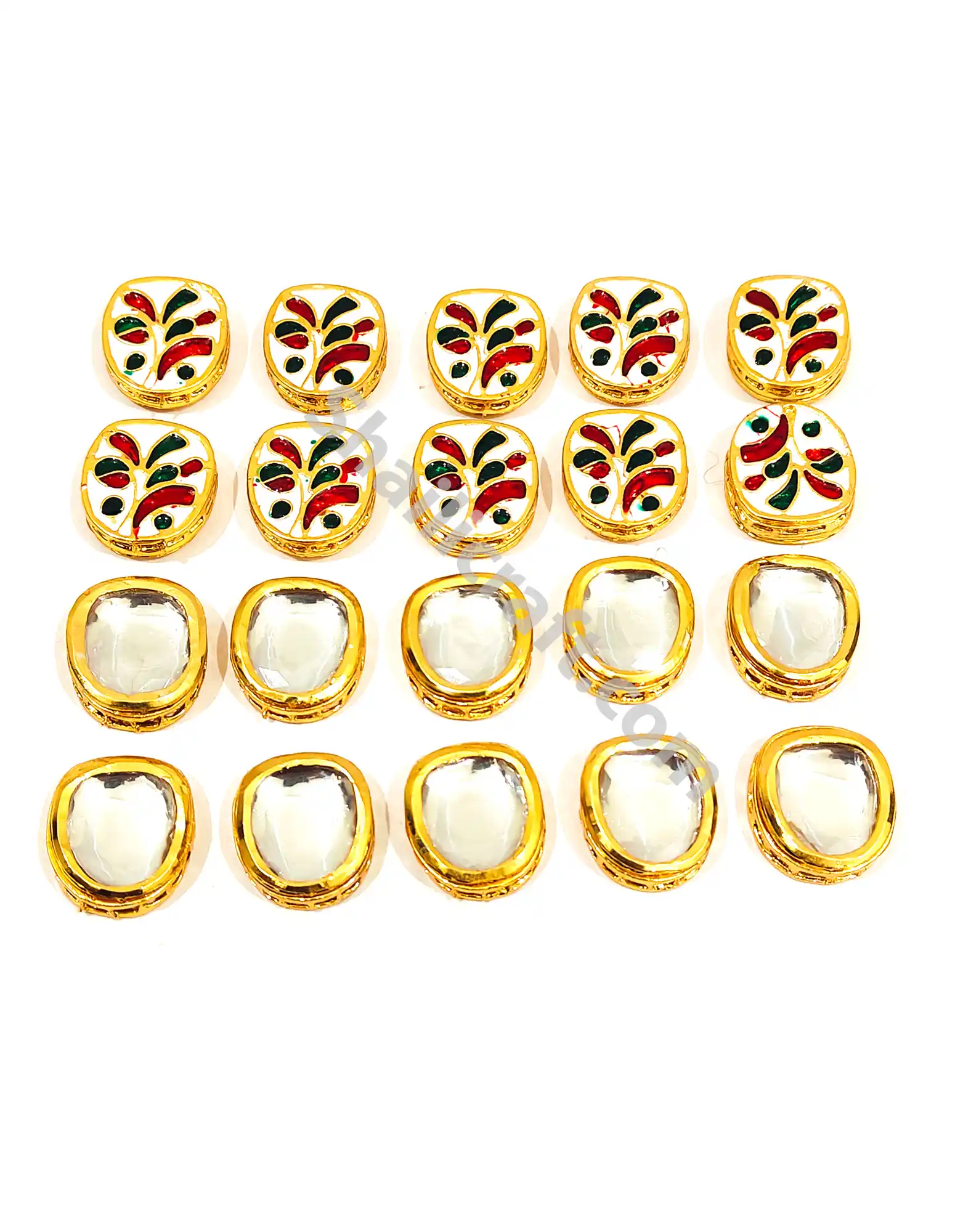 D Shape Large Kundan With Back Side Meenakari Work - for jewellery making