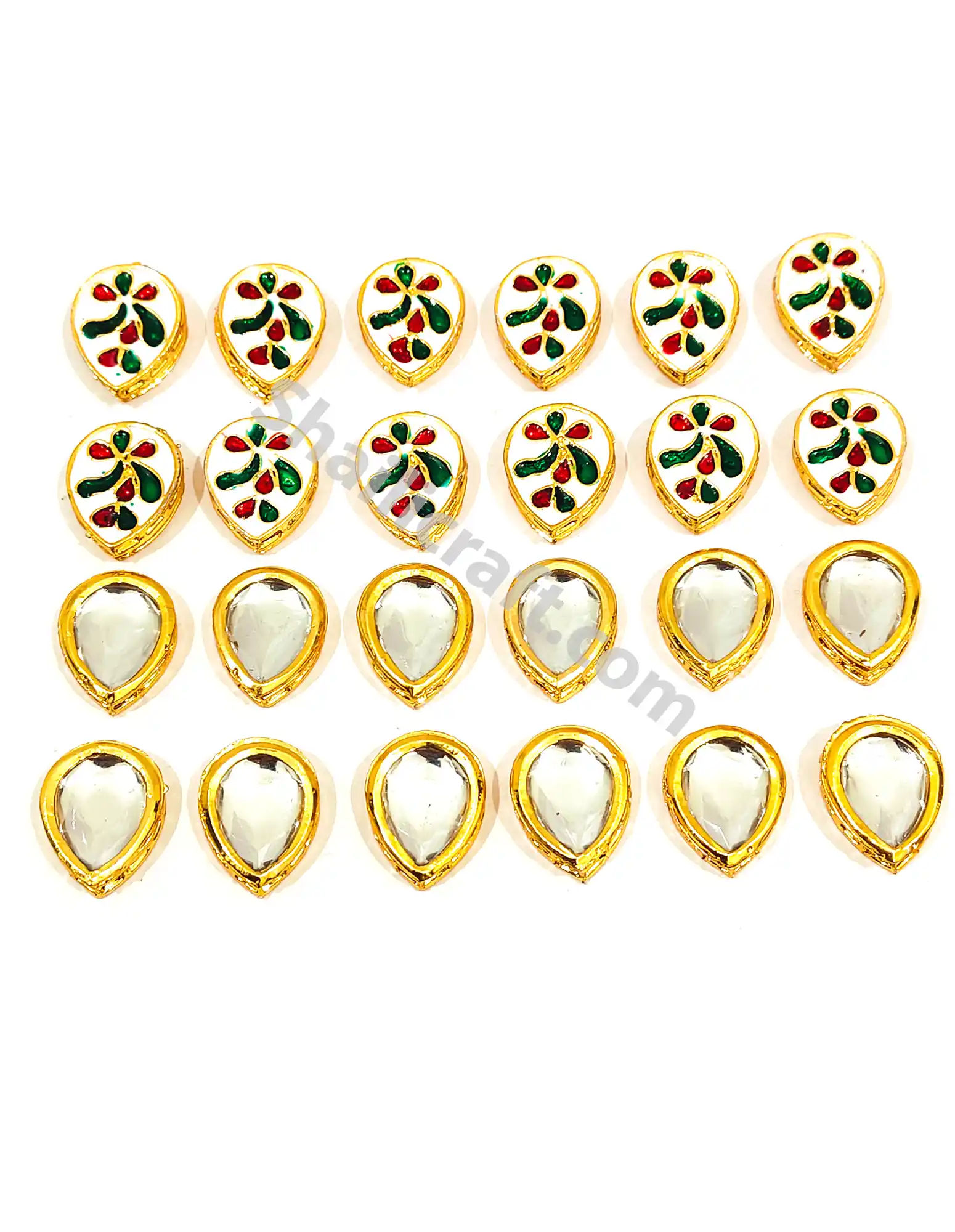 Drop Shape Medium Size Kundan With Back Side Meena - for jewellery making