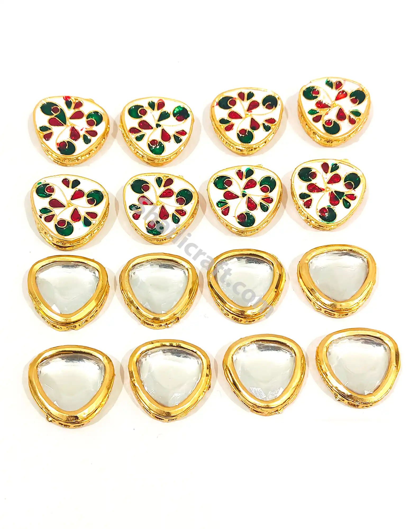 Kundan Triangle Shape with Back Side Meenakari Wor - for jewellery making