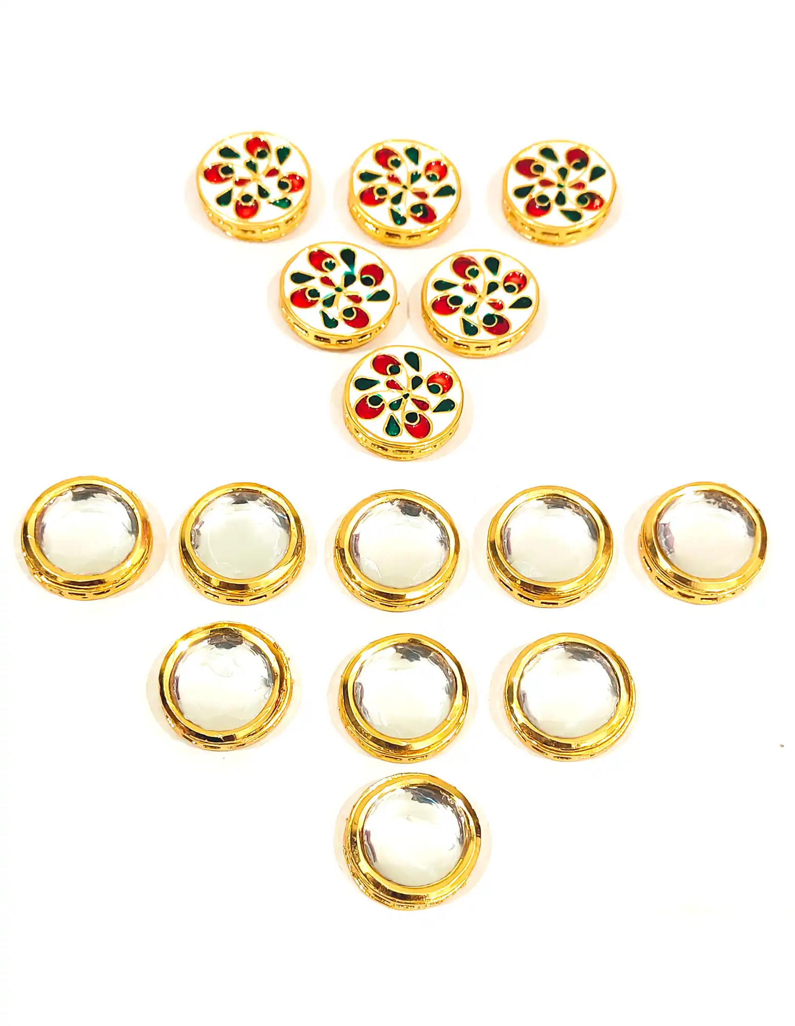 Round Shape Kundan With Back Side Meenakari Work - for jewellery making