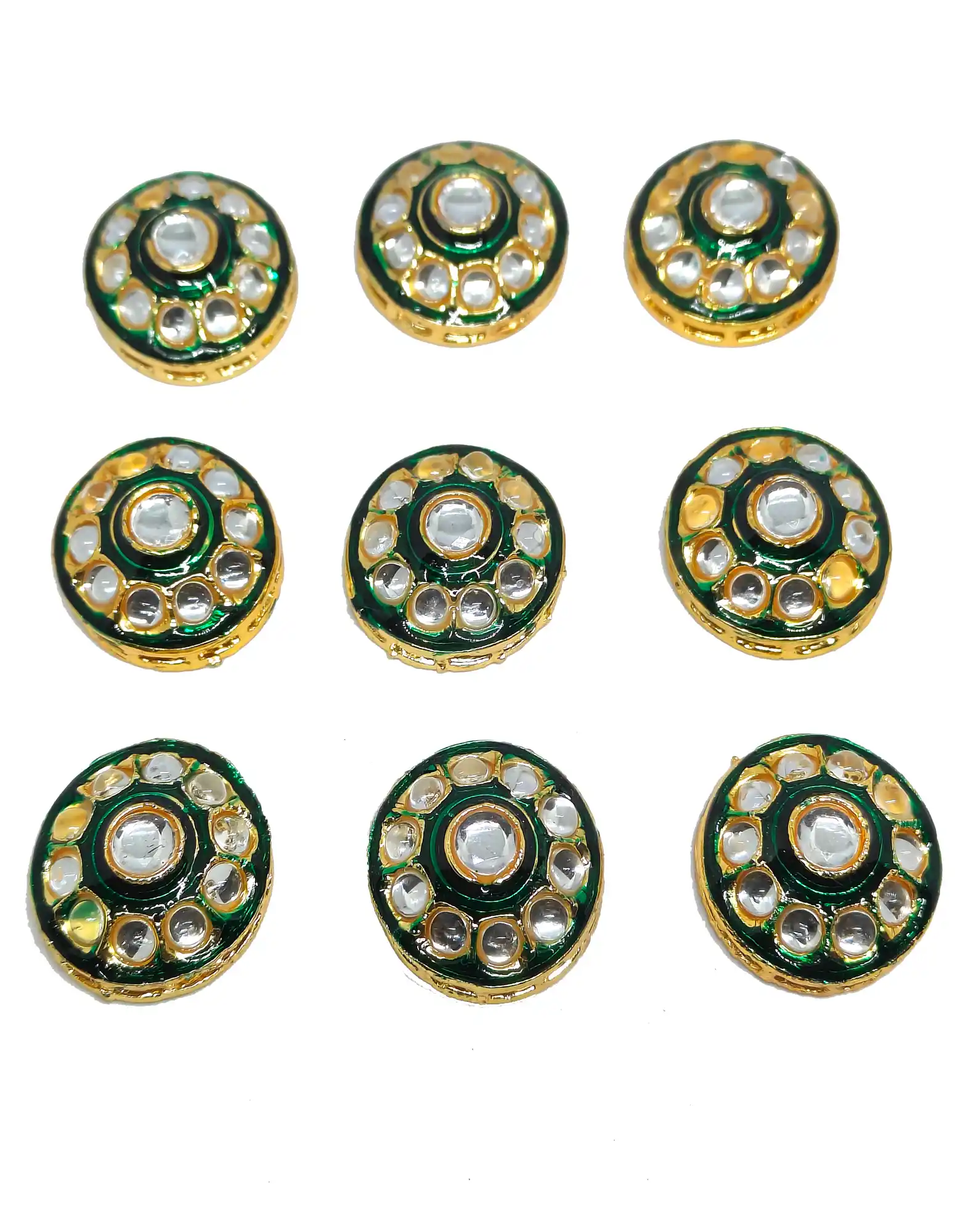 10 Pieces Polki Kundan Stone with Front Meenakari - for jewellery making