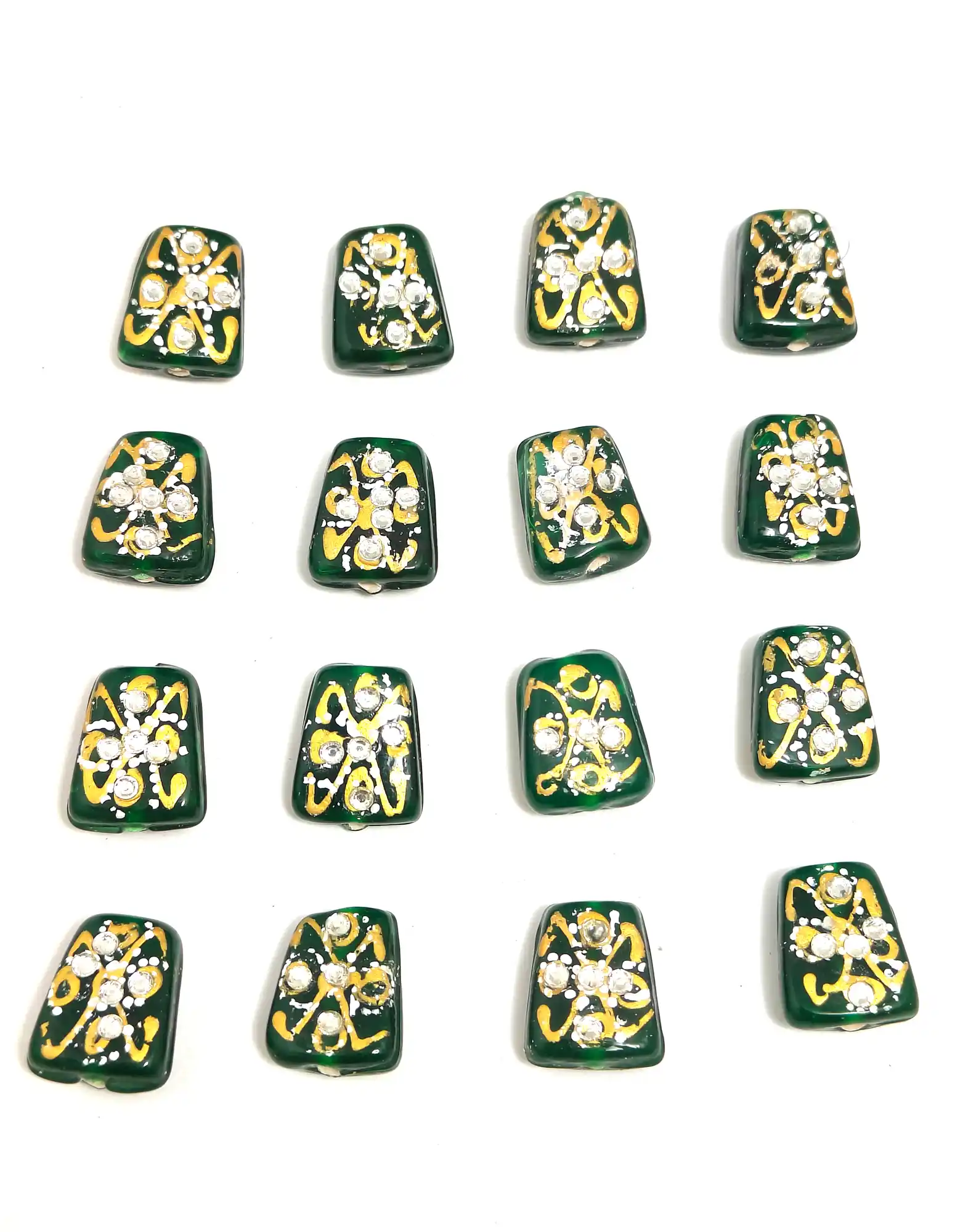 12 Pieces Green Thumble Beads - for jewellery making