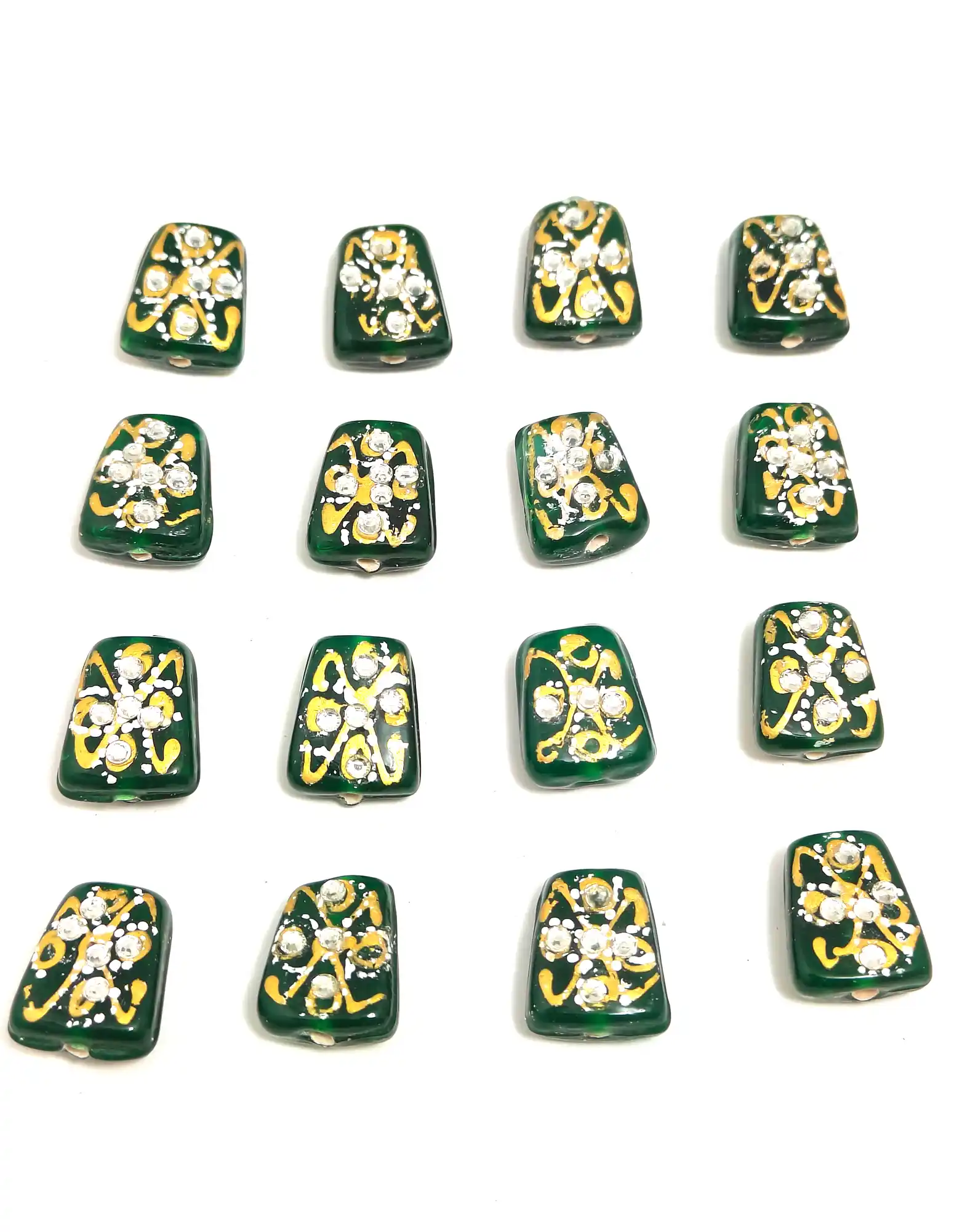 12 Pieces Green Thumble Beads Second - for jewellery making