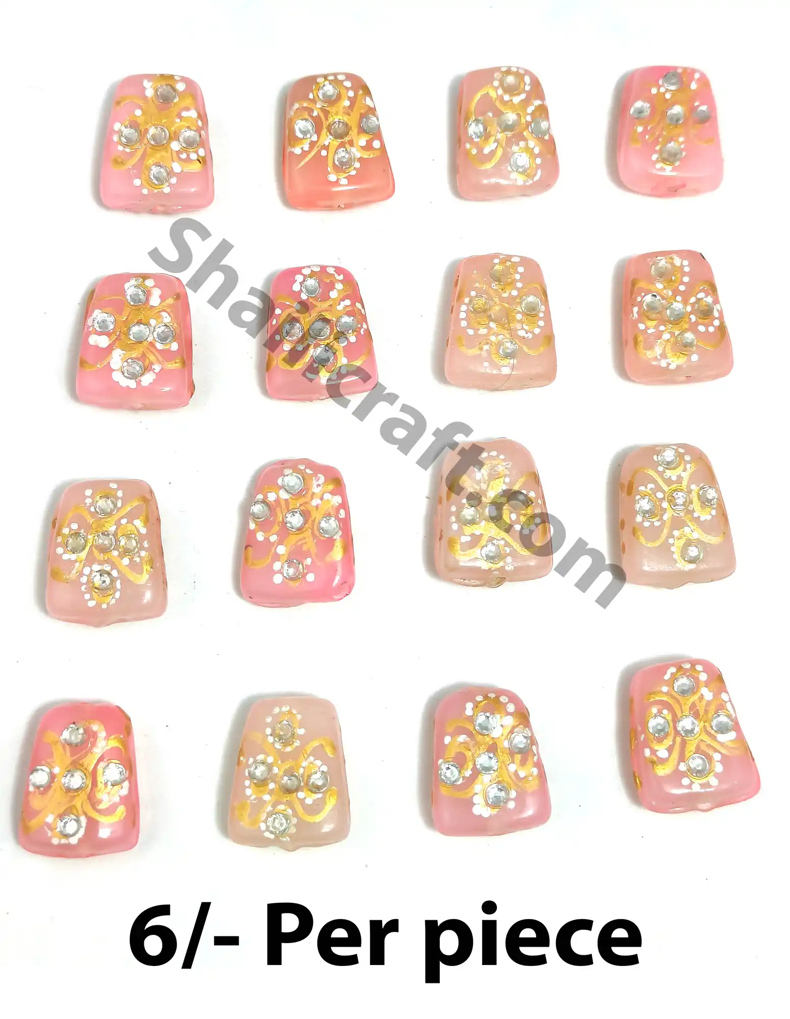 12 Pieces Pink Thuble Beads - for jewellery making