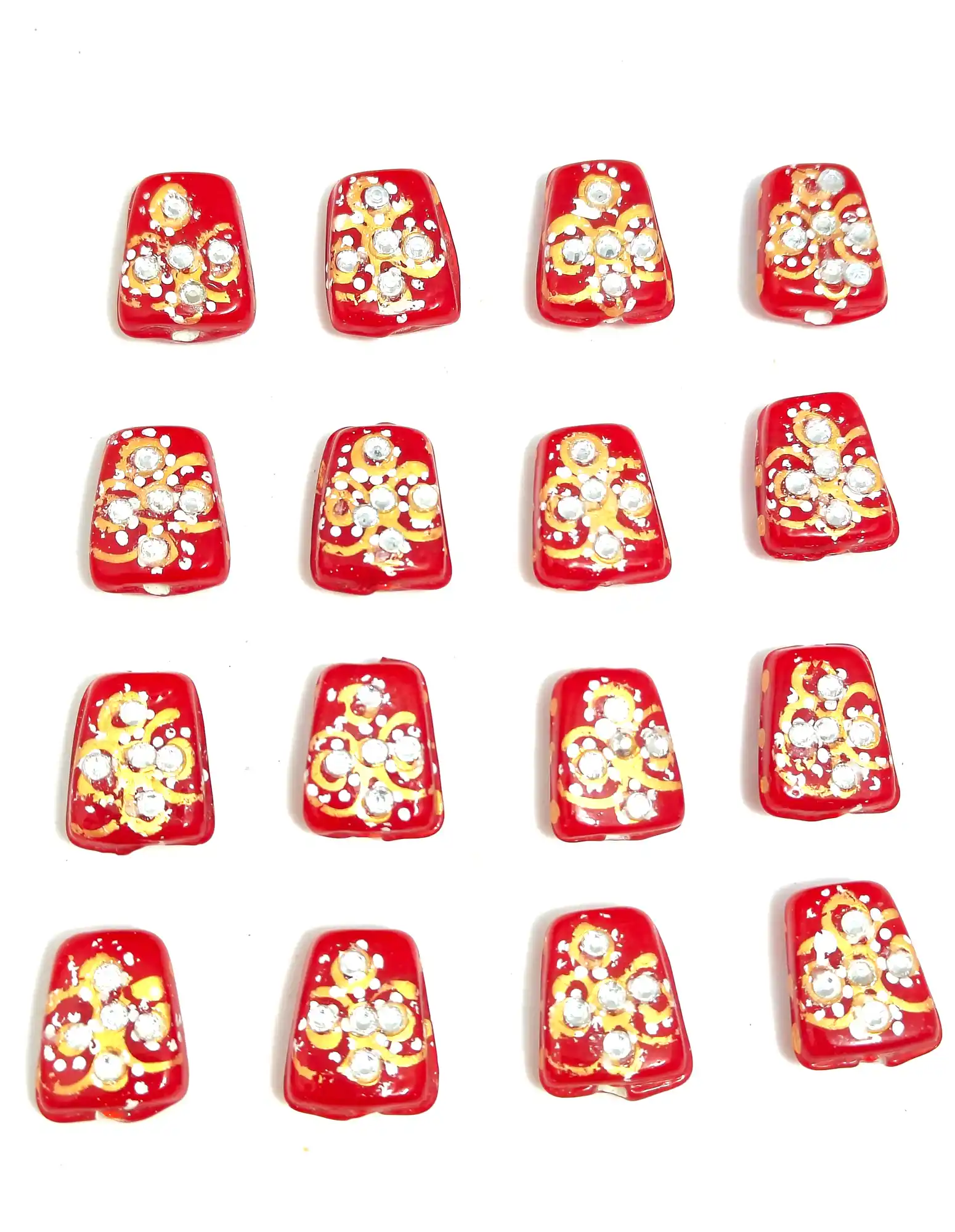 12 Pieces Red Thuble Beads - for jewellery making