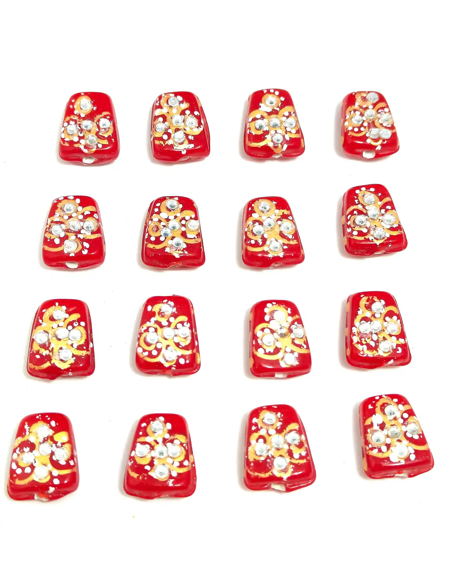 12 Pieces Red Thuble Beads Second - for jewellery making