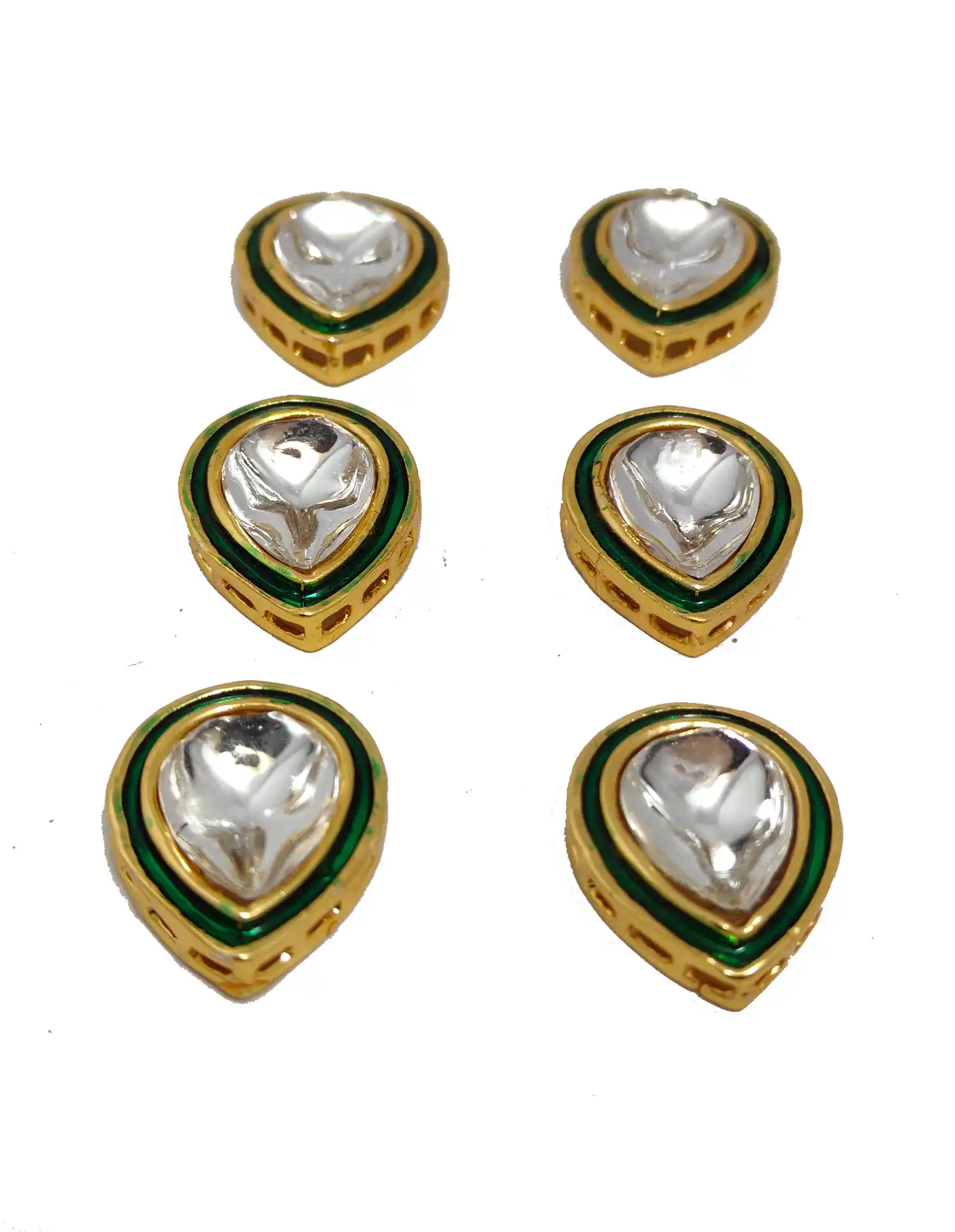 10 Pieces Green Kaanch Stone Meena Kundan - for jewellery making