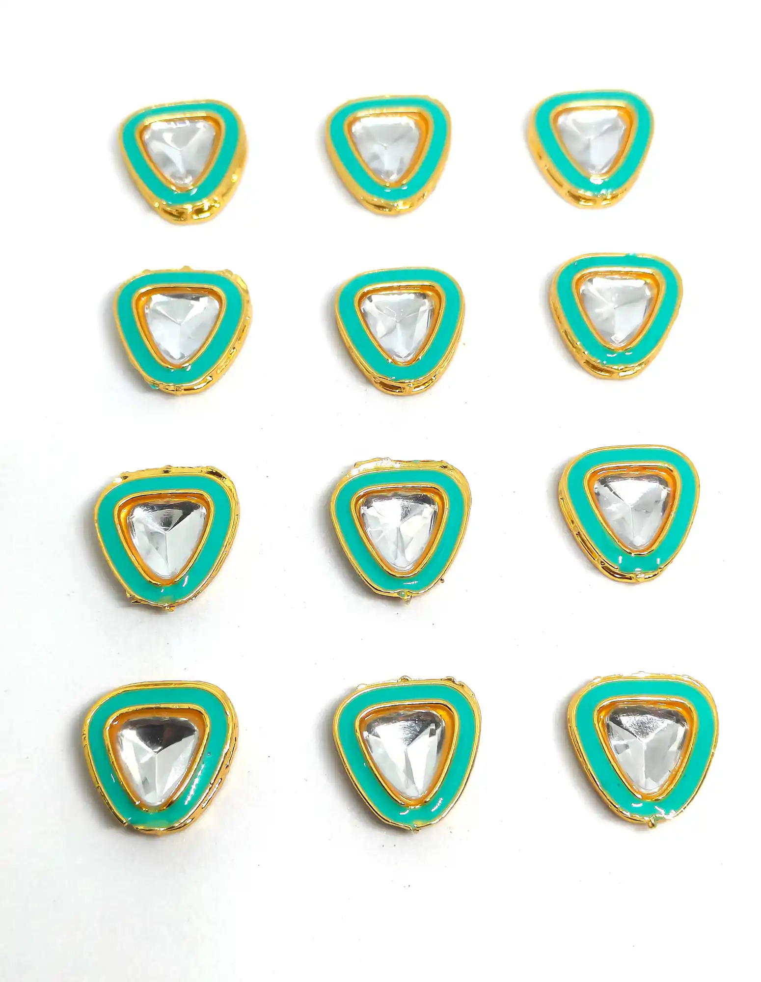 10 Pieces Mint Green Meenaakri Kundan - for jewellery making