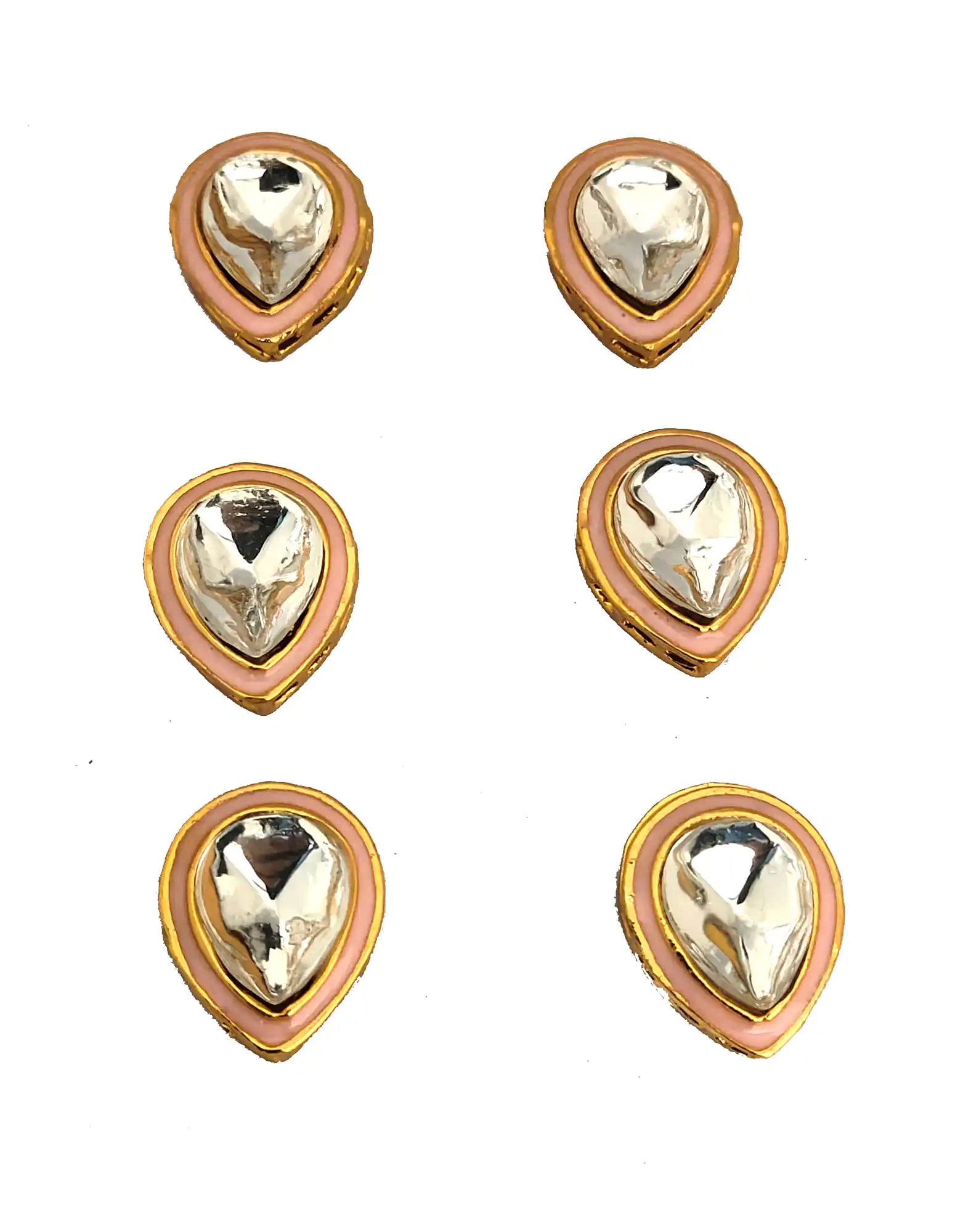 10 Pieces Pink Kaanch Stone Meena Kundan - for jewellery making