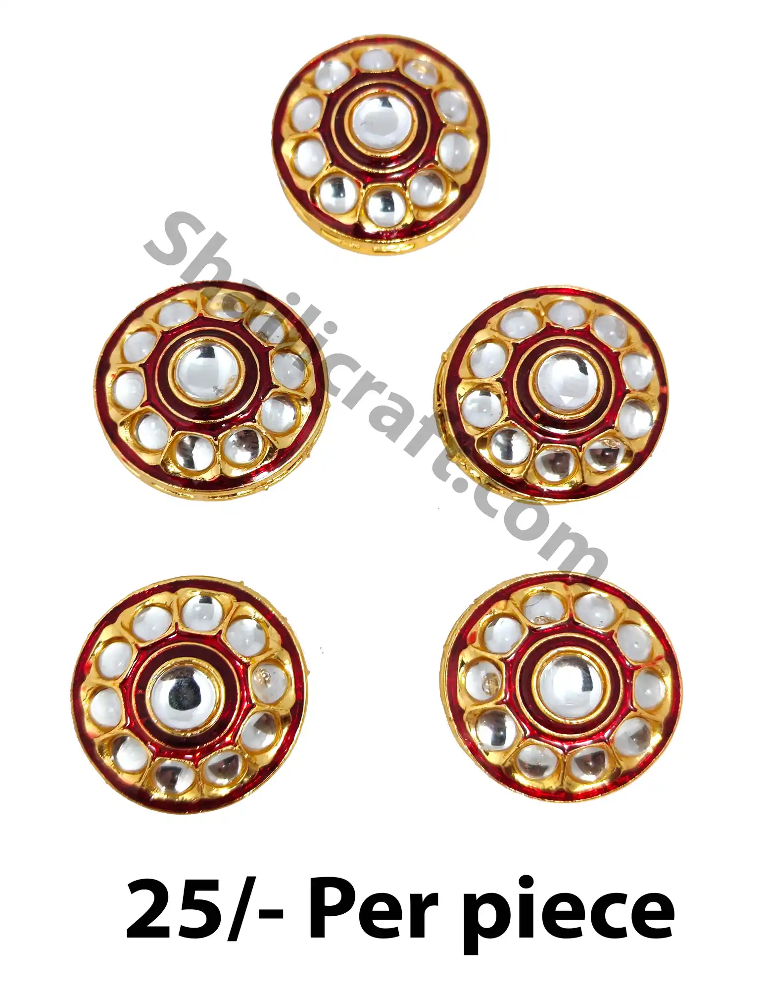 Polki Kundan Stone with Front Red Meenakari - for jewellery making