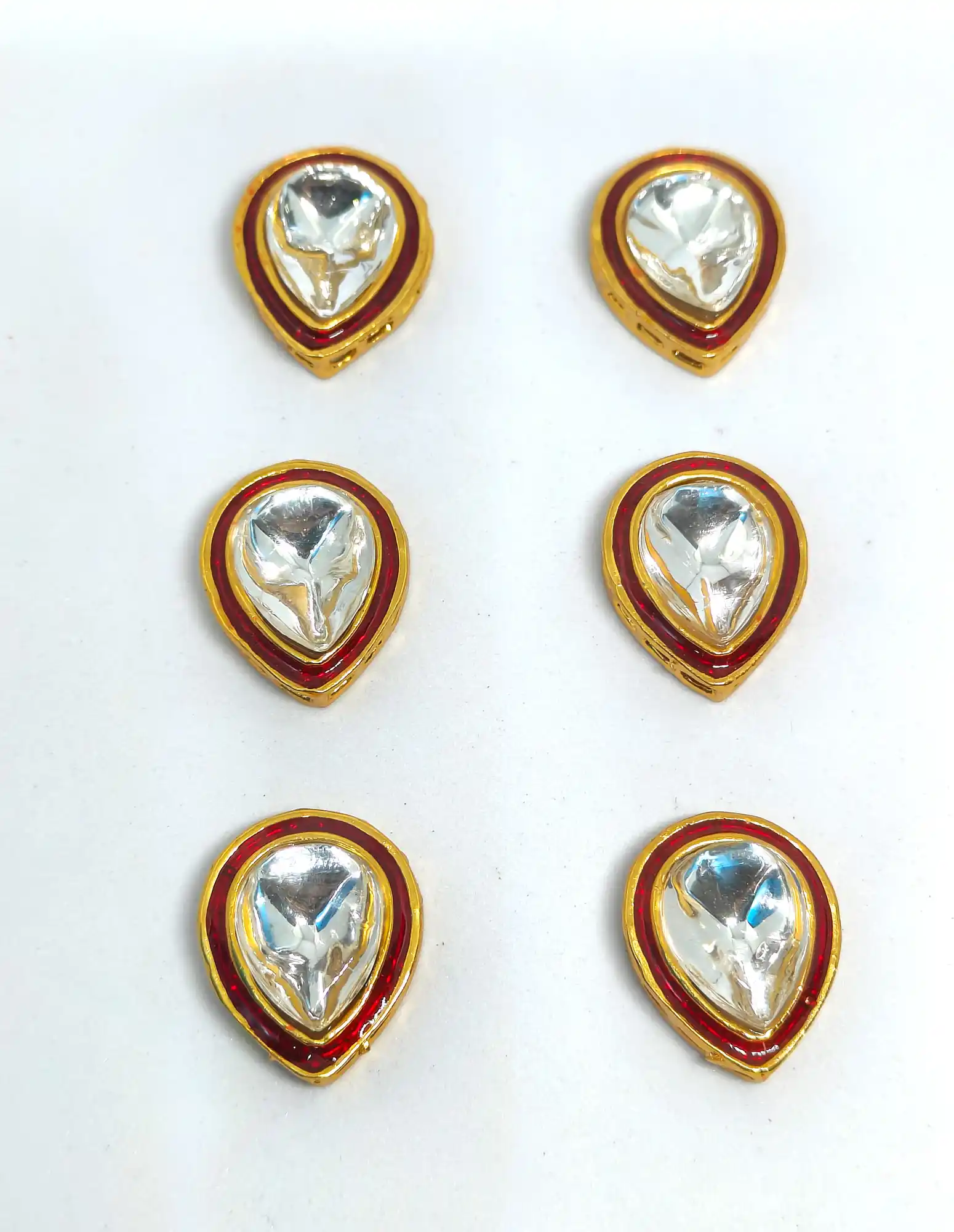 10 Pieces Red Kaanch Stone Meena Kundan - for jewellery making