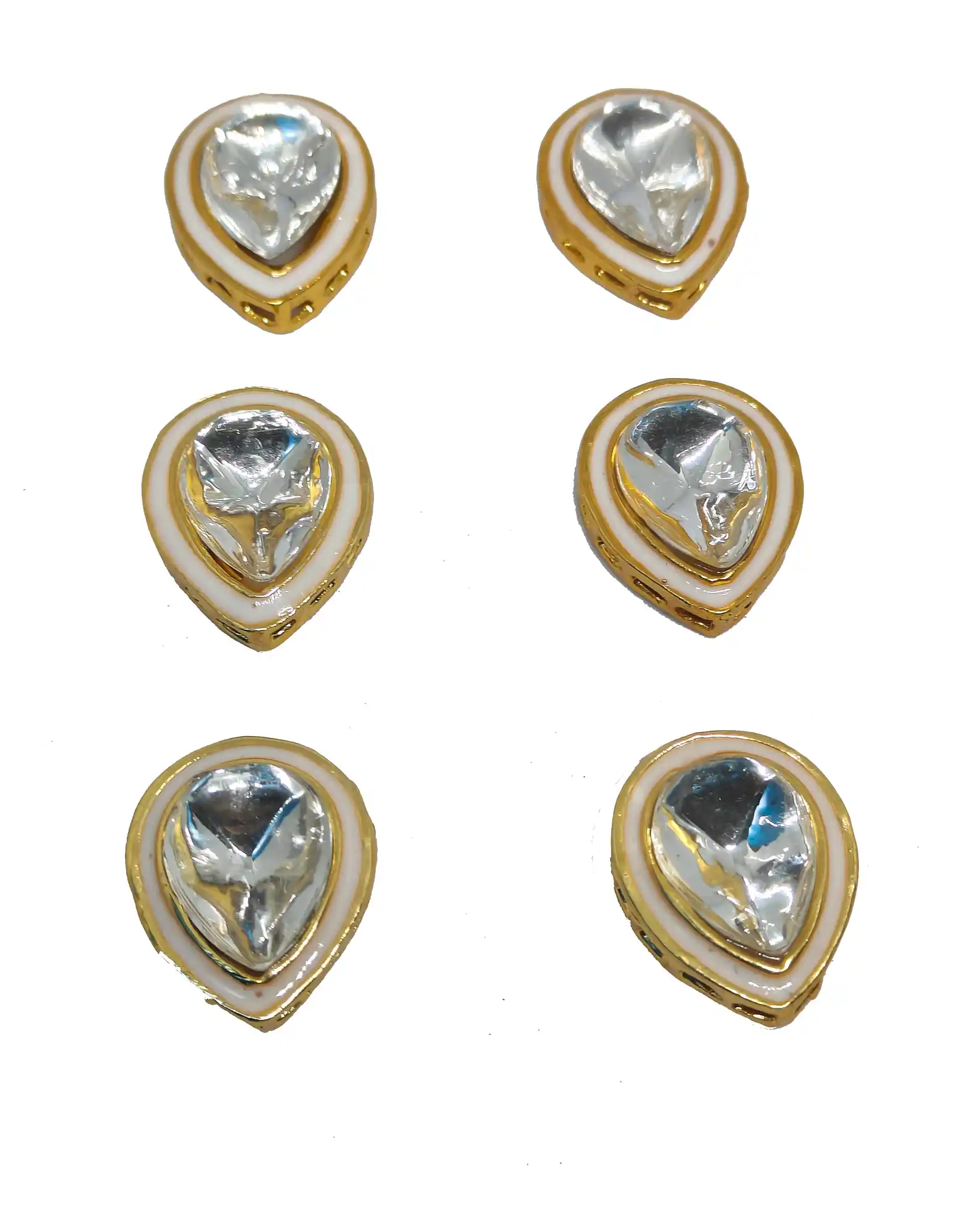 10 Pieces White Kaanch Stone Meena Kundan - for jewellery making