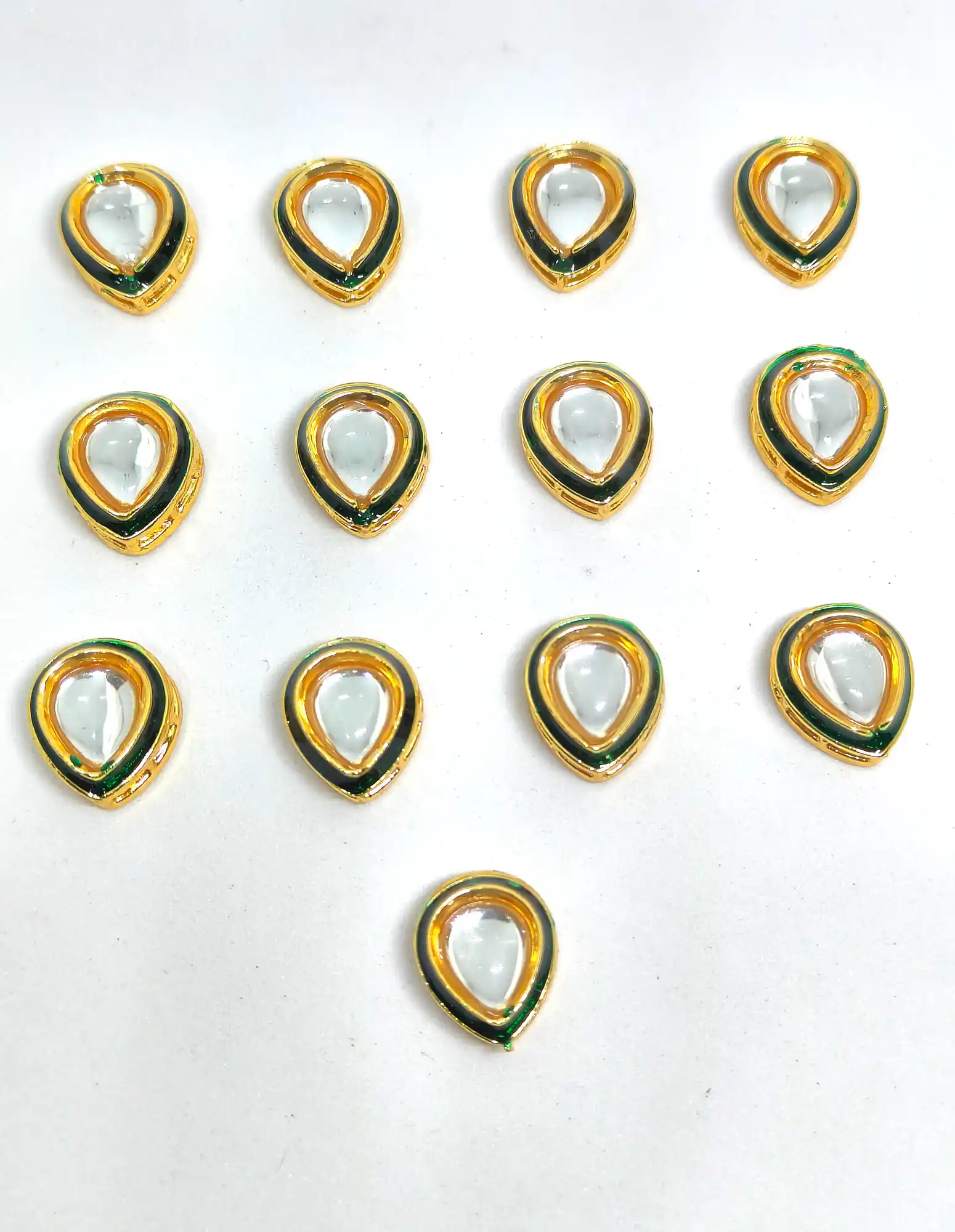 20 Pieces Green Meena Kundan Stone - for jewellery making