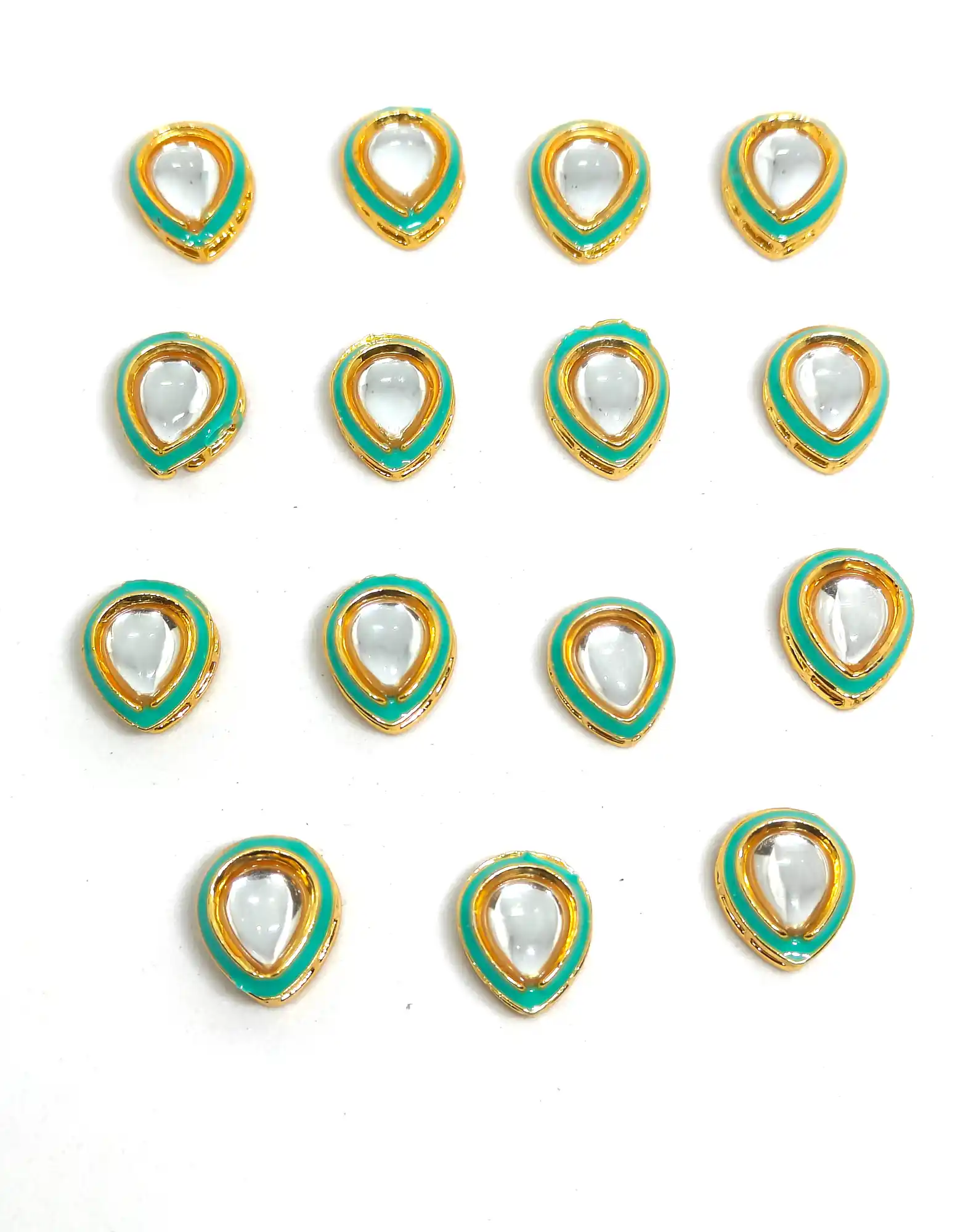 20 Pieces Mint Green Meena Kundan Stone - for jewellery making