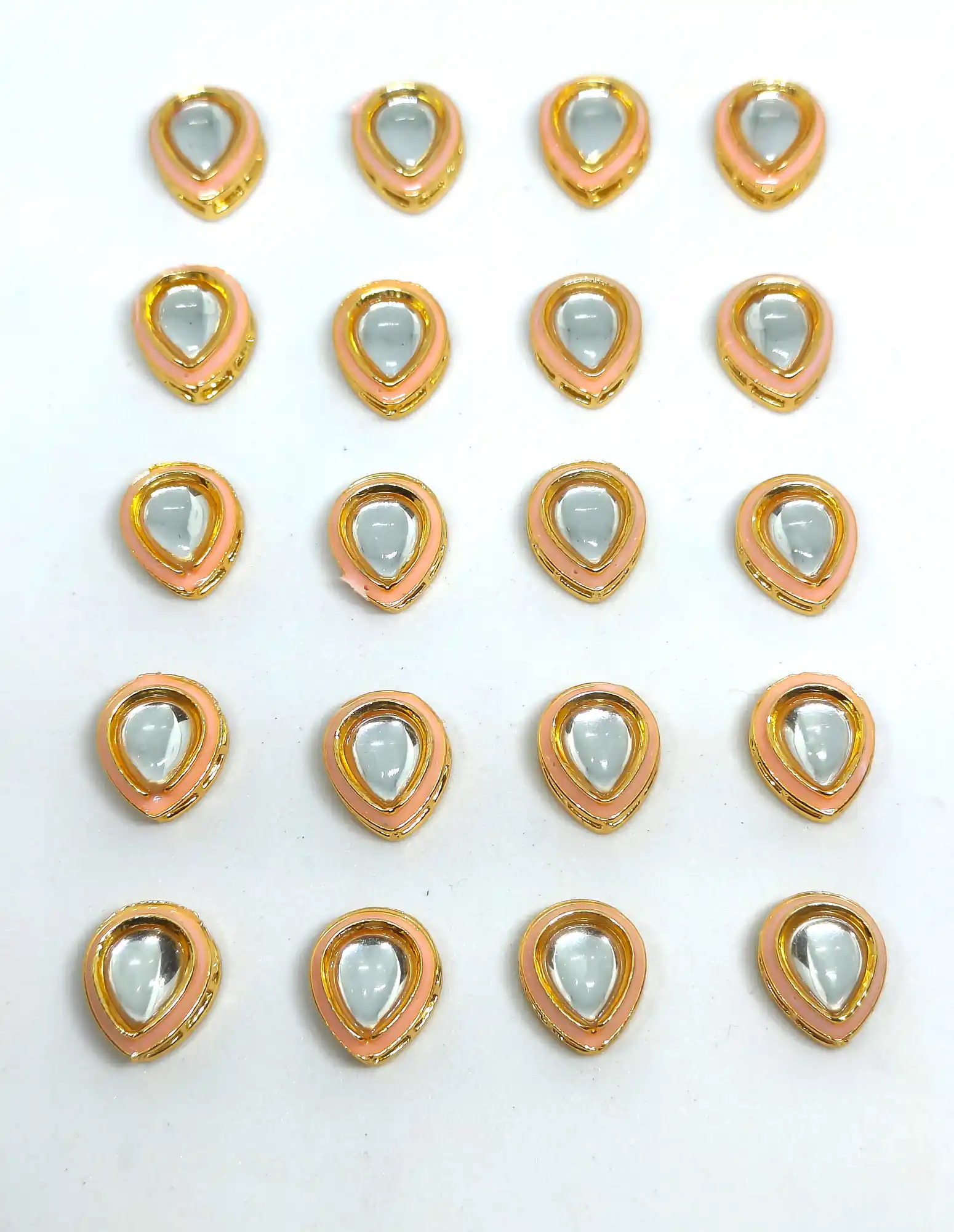 20 Pieces Pink Meena Kundan Stone - for jewellery making