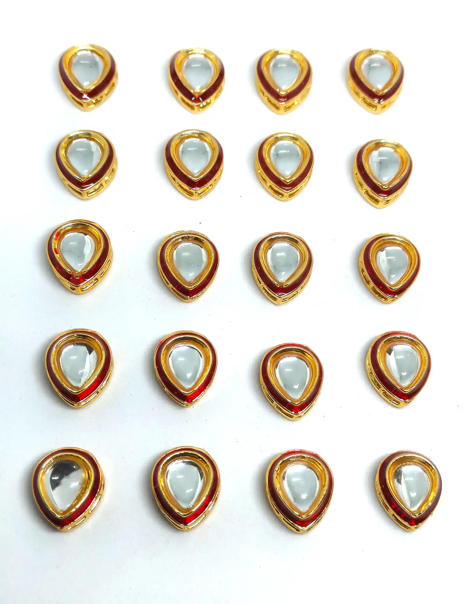 20 Pieces Red Meena Kundan Stone - for jewellery making