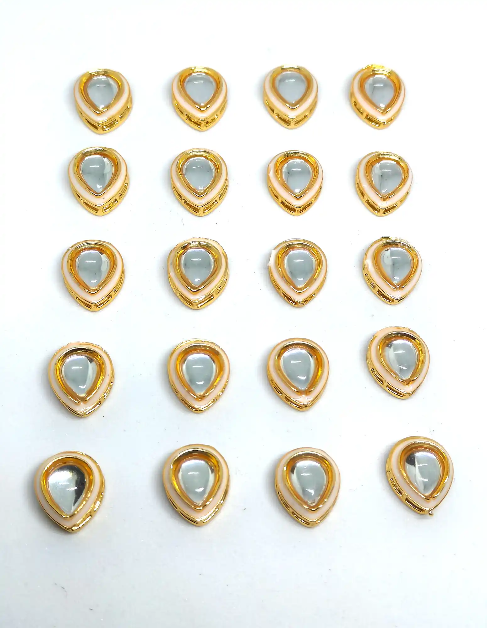 20 Pieces White Meena Kundan Stone - for jewellery making