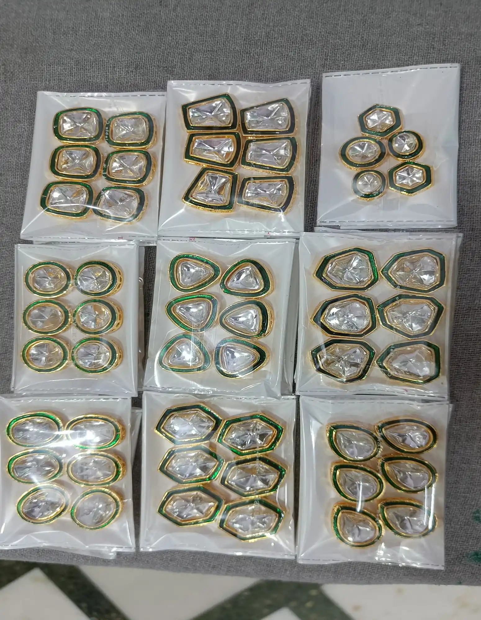 20 Pieces Moissanite stone Kundan raw material - for jewellery making