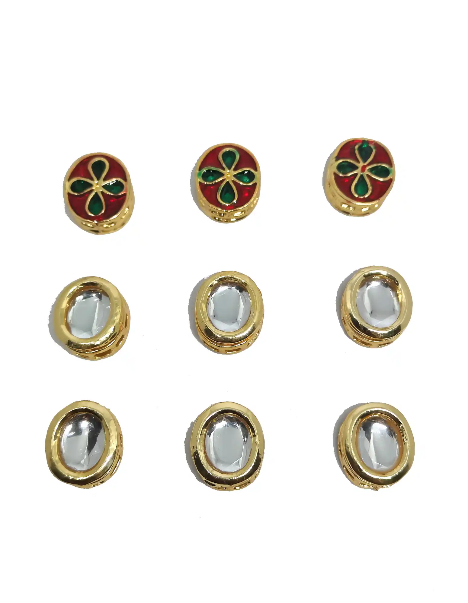 12mm Oval Shape Meenakari Kundan Raw material - for jewellery making