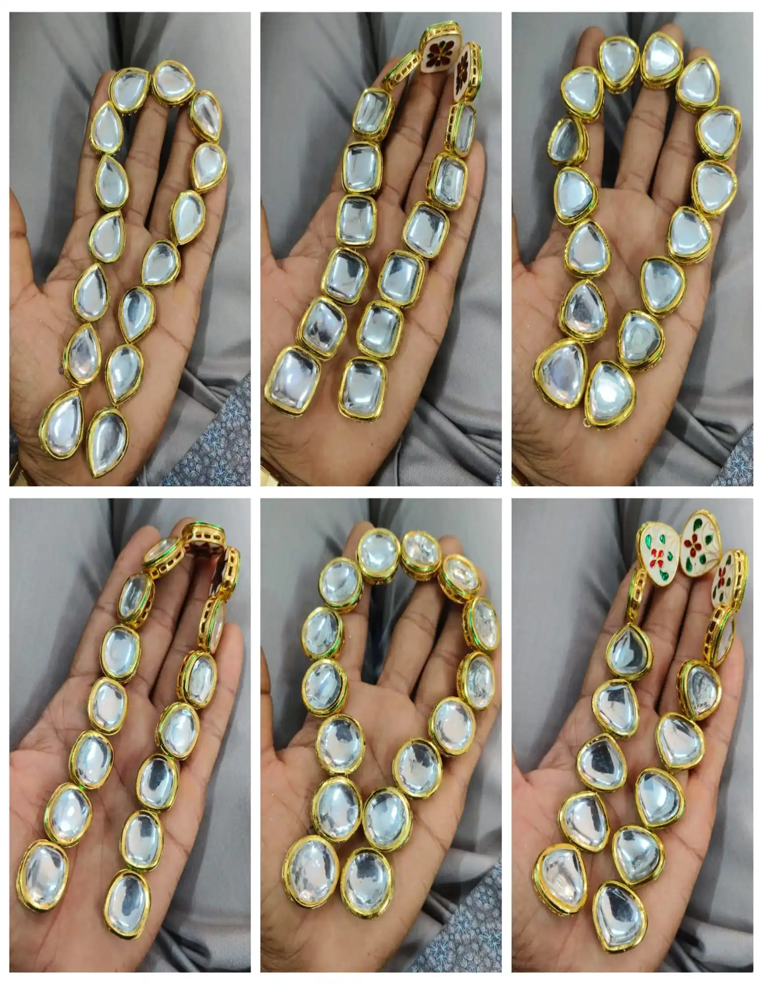 Large Shape Kundan with Back Side Meenakari Work - for jewellery making