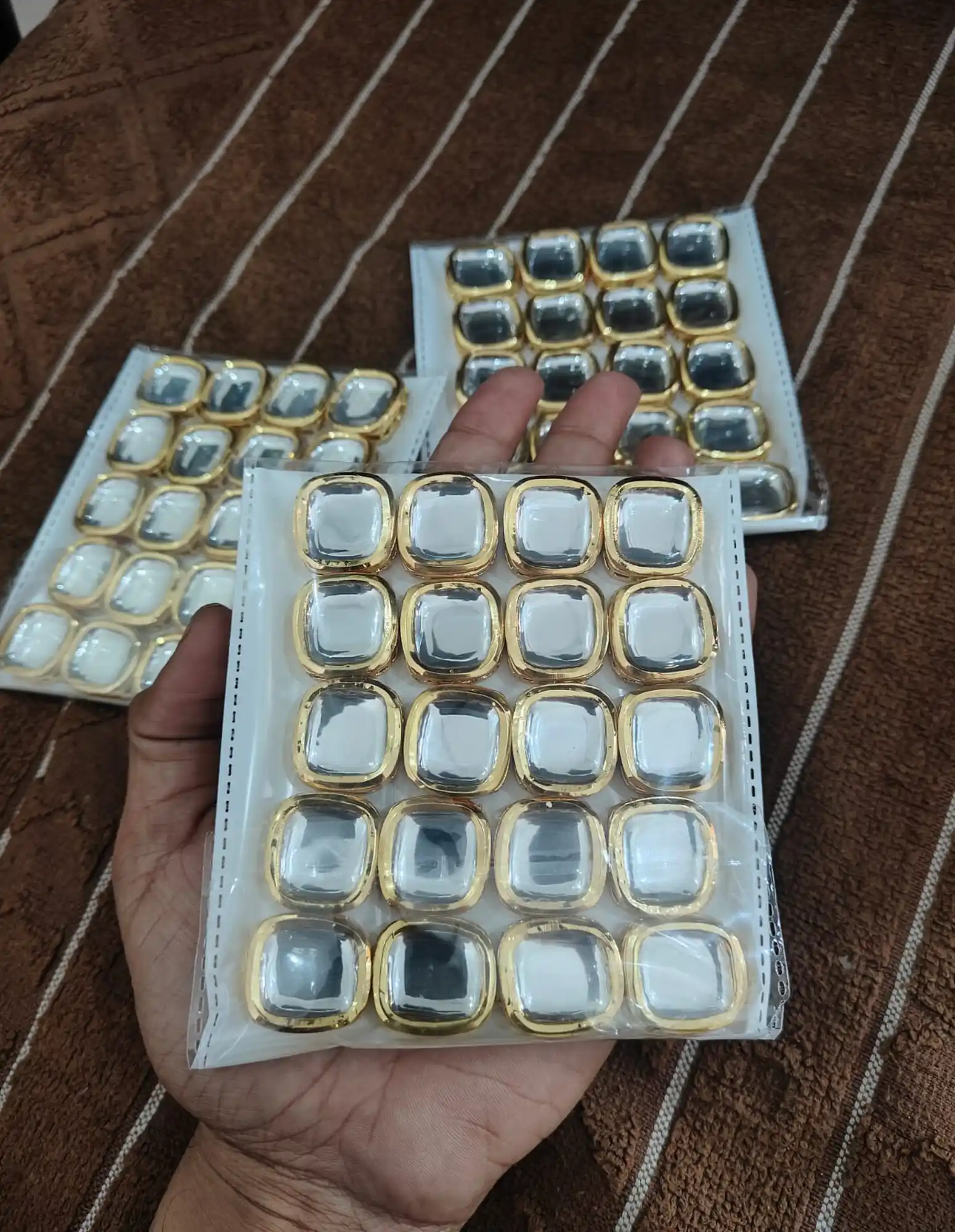 20 Pieces Large Shape Square Kundan Stone - for jewellery making