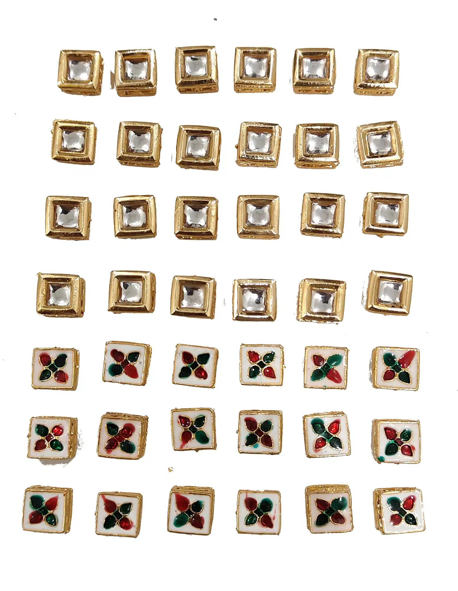 Square Shape Meenakari Kundan Raw Material - for jewellery making