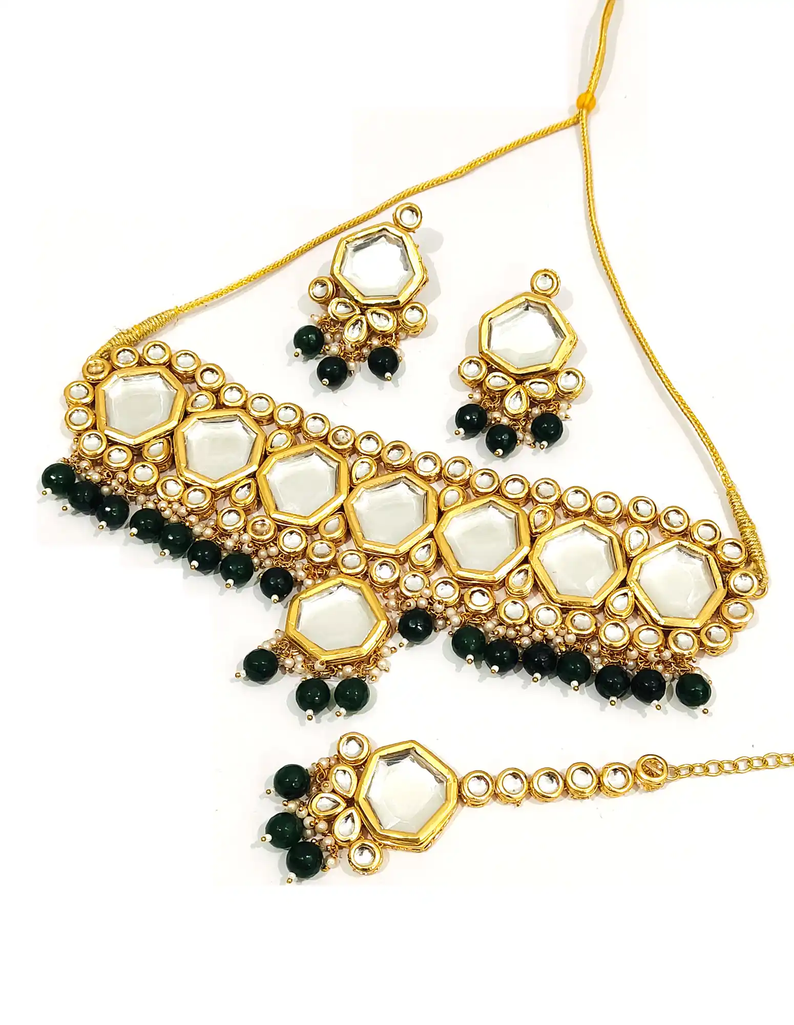Emerald Green Kundan Choker Set