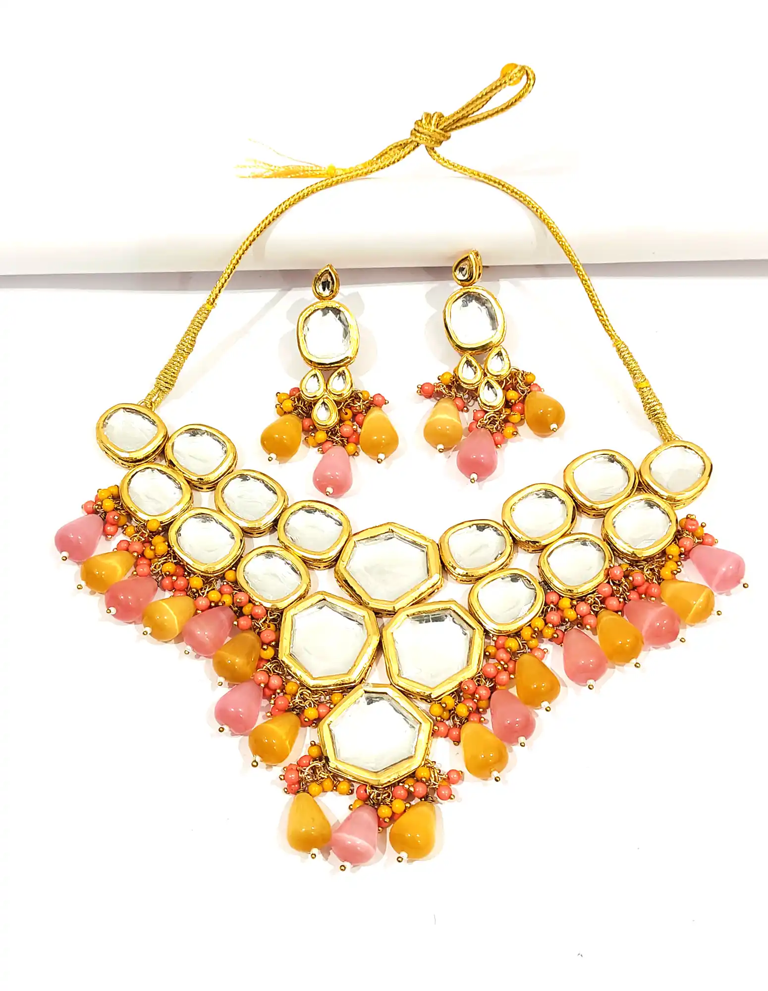 Pink Pearl Necklace And Earring Set