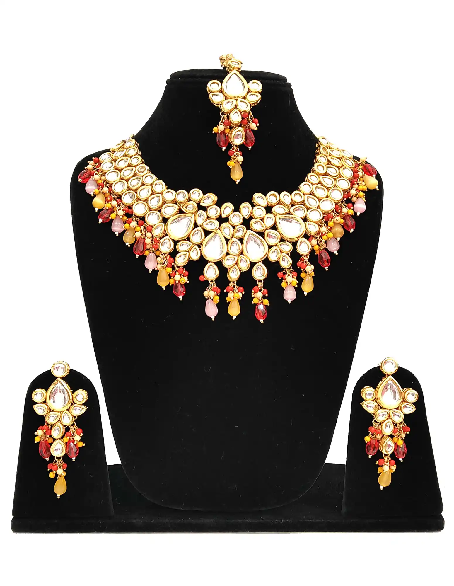 Multi-Color Kundan Studded Beaded Jewellery Set