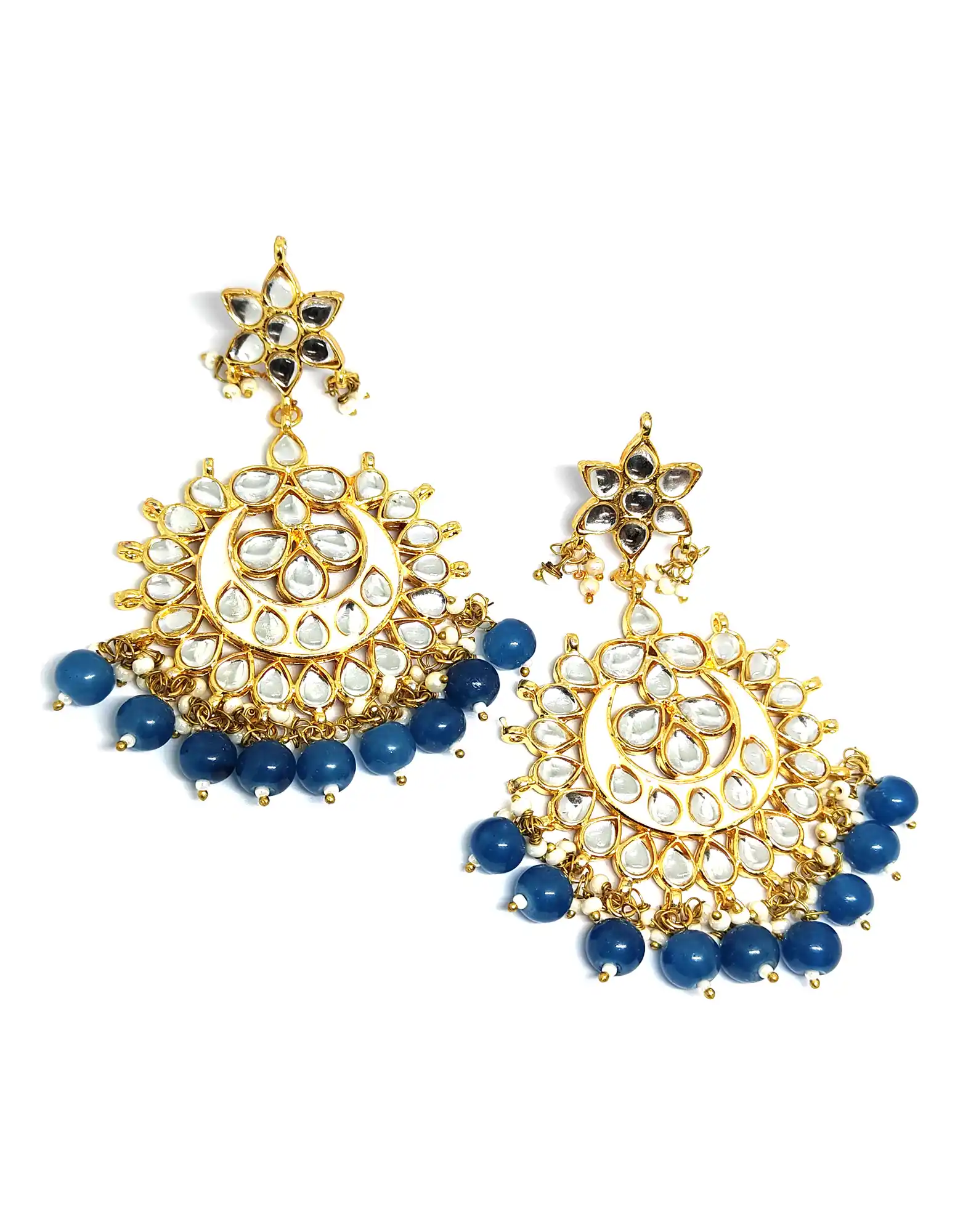 Meenakari Blue Chandbali Earrings for Women