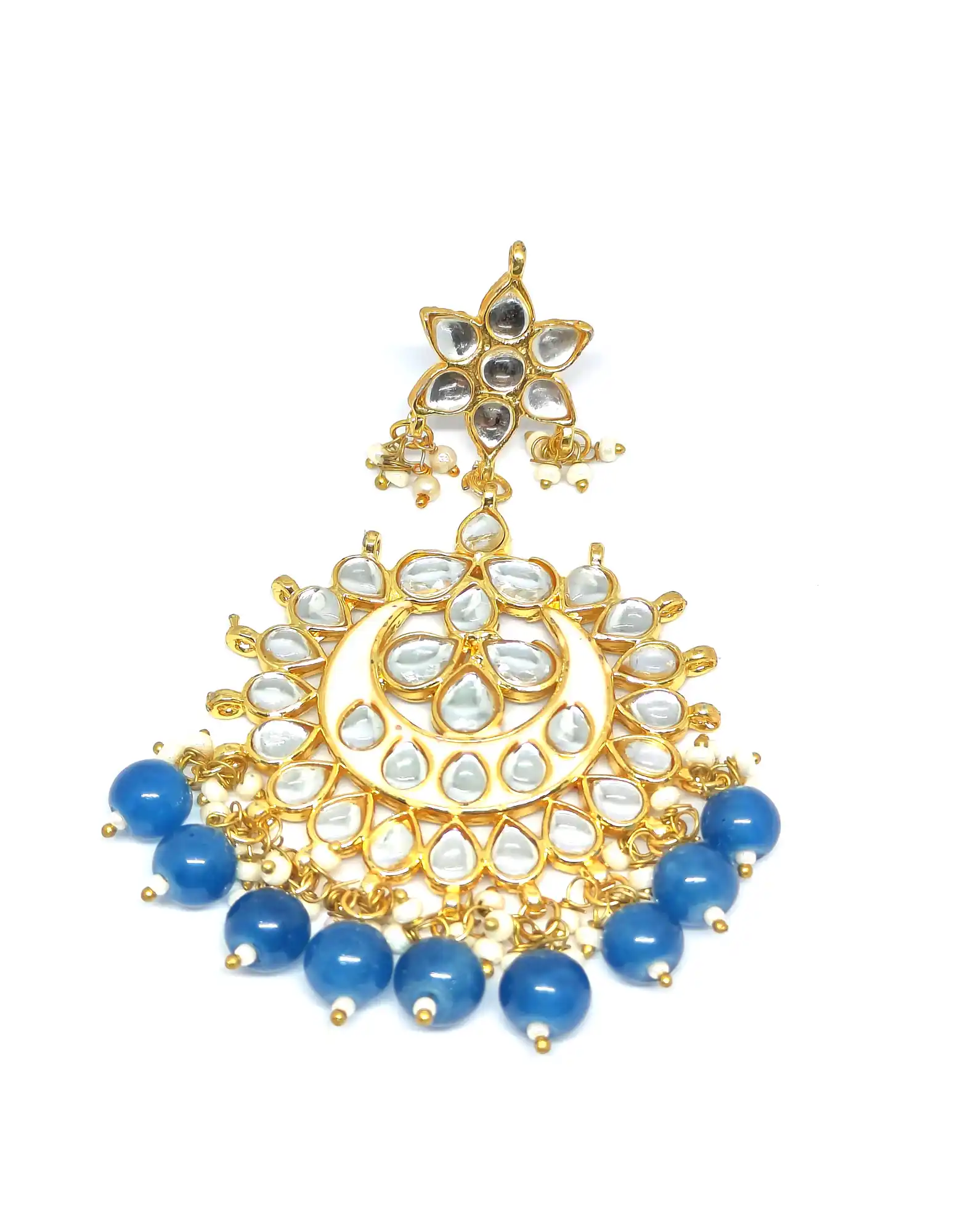 Meenakari Blue Chandbali Earrings for Women - for jewellery making