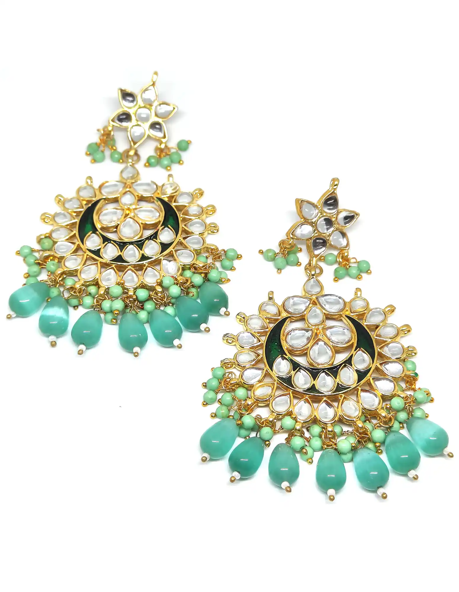 Light Green Earrings with Monalisa Stone