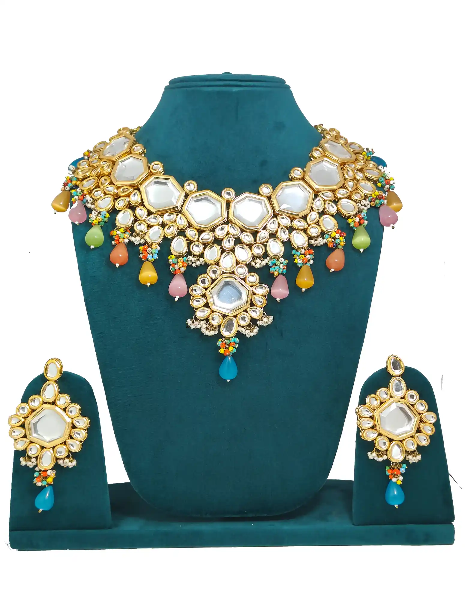 Kundan Bridal Necklace Set Without Tikka - for jewellery making