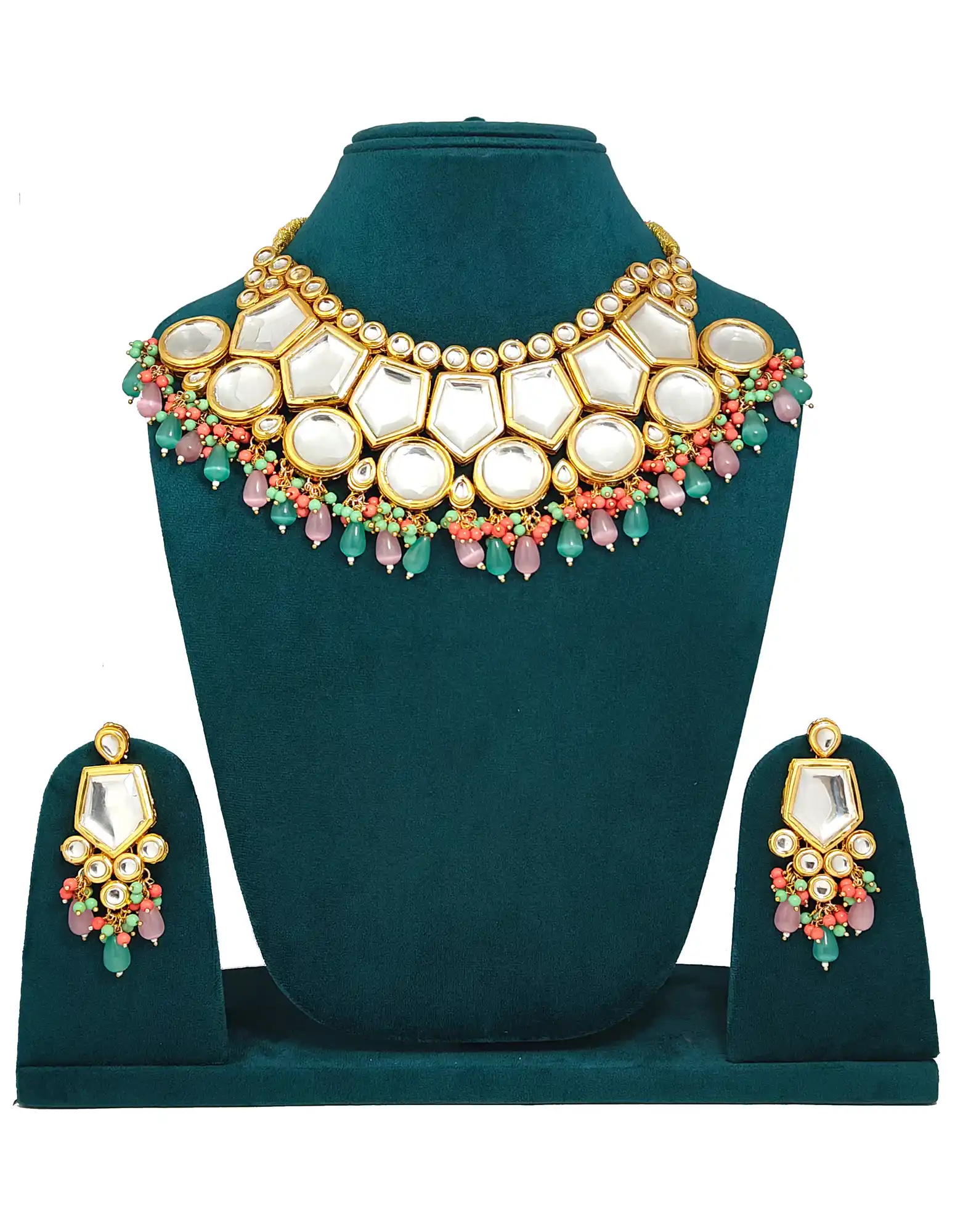 Pink & Green Monalisa Stone Front View - for jewellery making