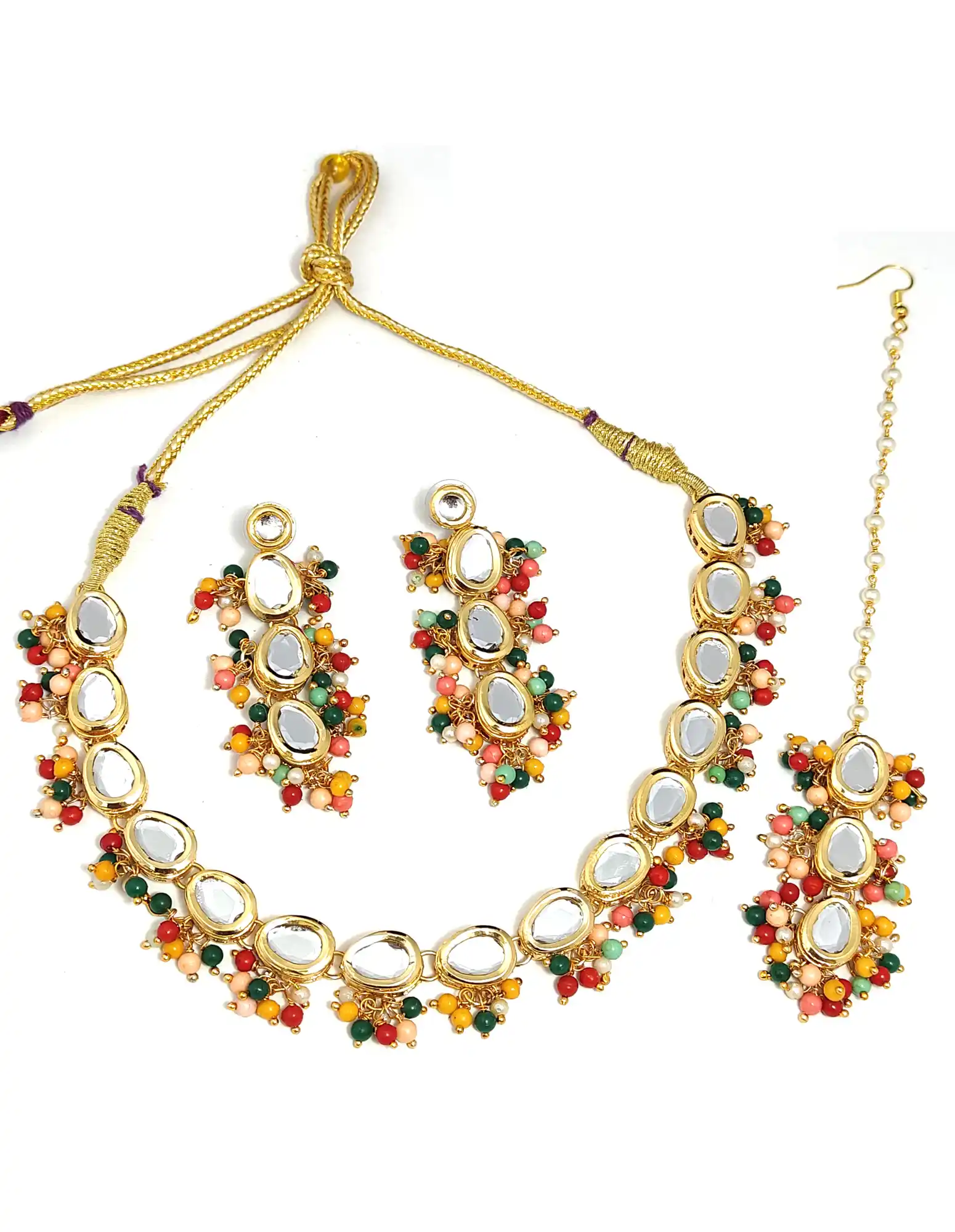 Single layered Multicolor Jewellery Set Front View - for jewellery making