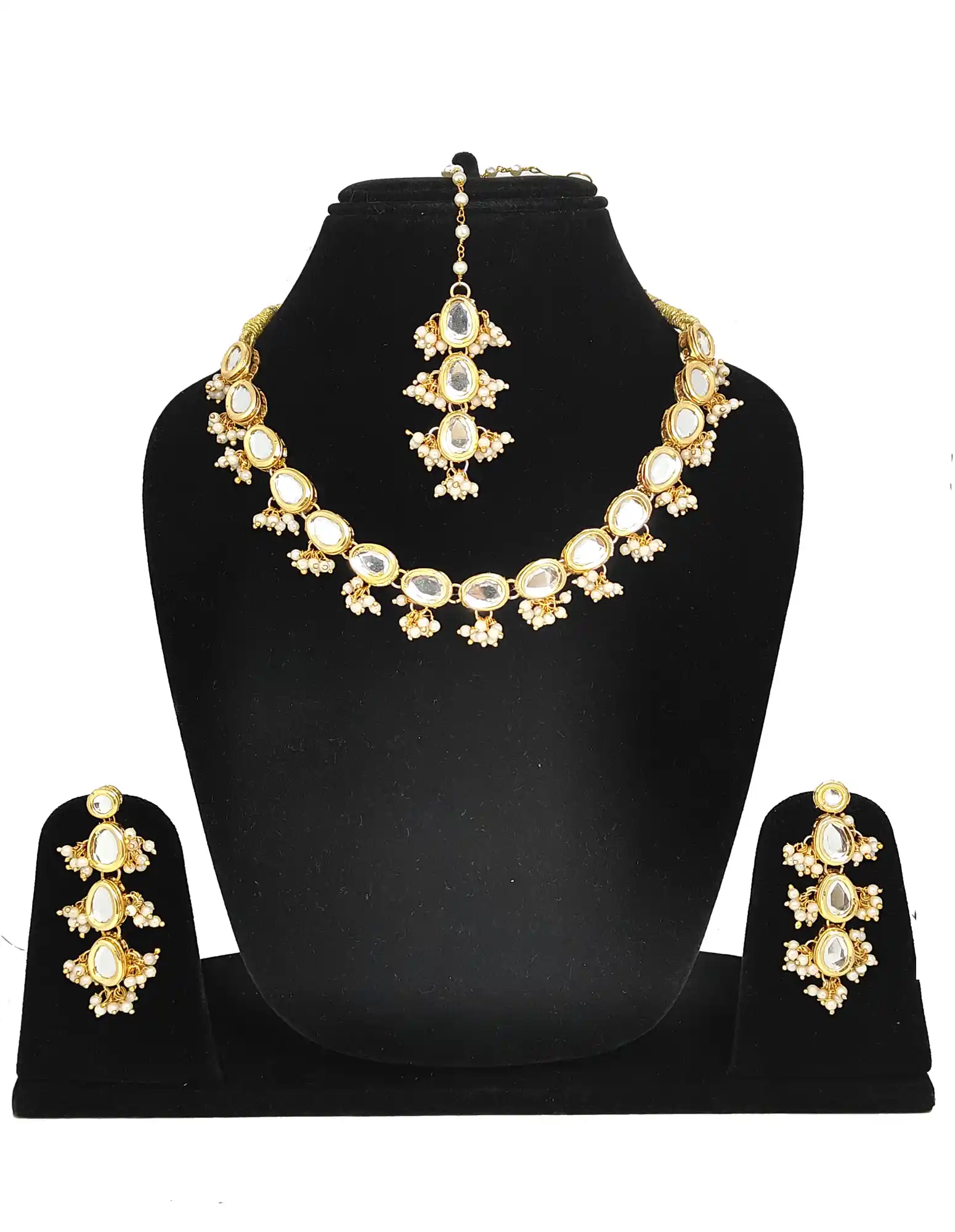 White Beaded Kundan Single Layered - for jewellery making