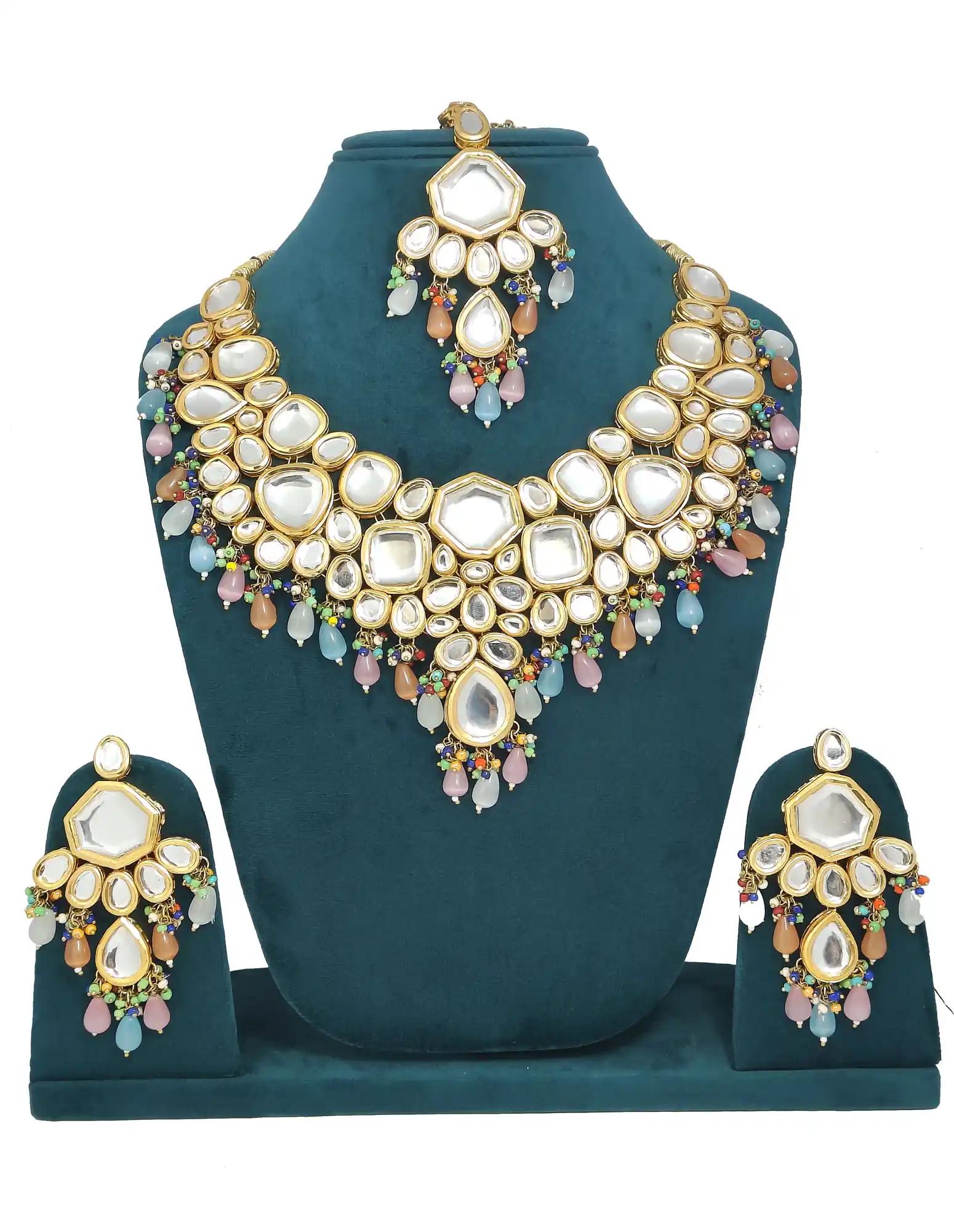 Multicolor Maanvita Meenakari Kundan Jewellery Set - for jewellery making