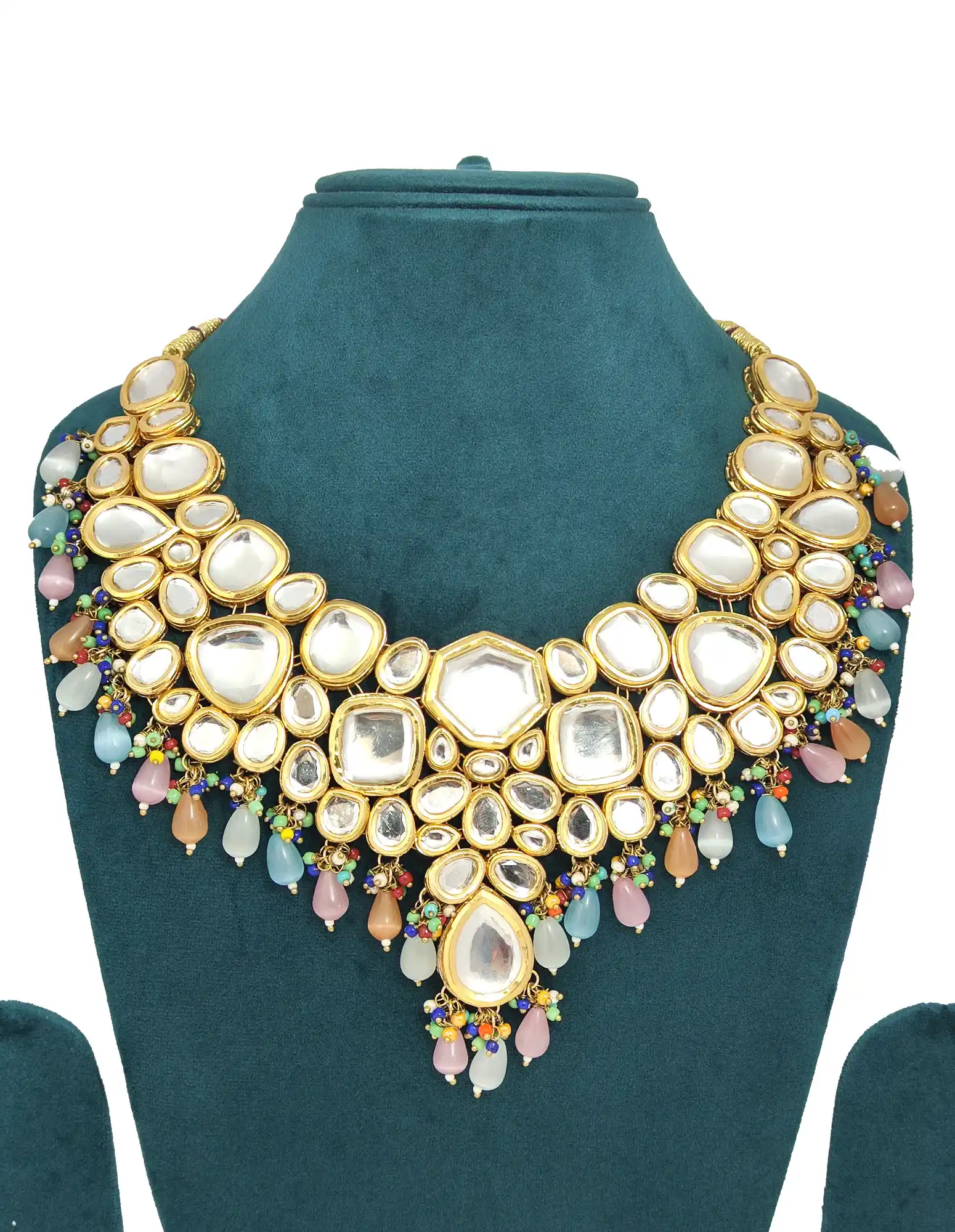 Meenakari Kundan Jewellery Set - Multicolor Maanvita Kundan Jewellery Set - Image 4