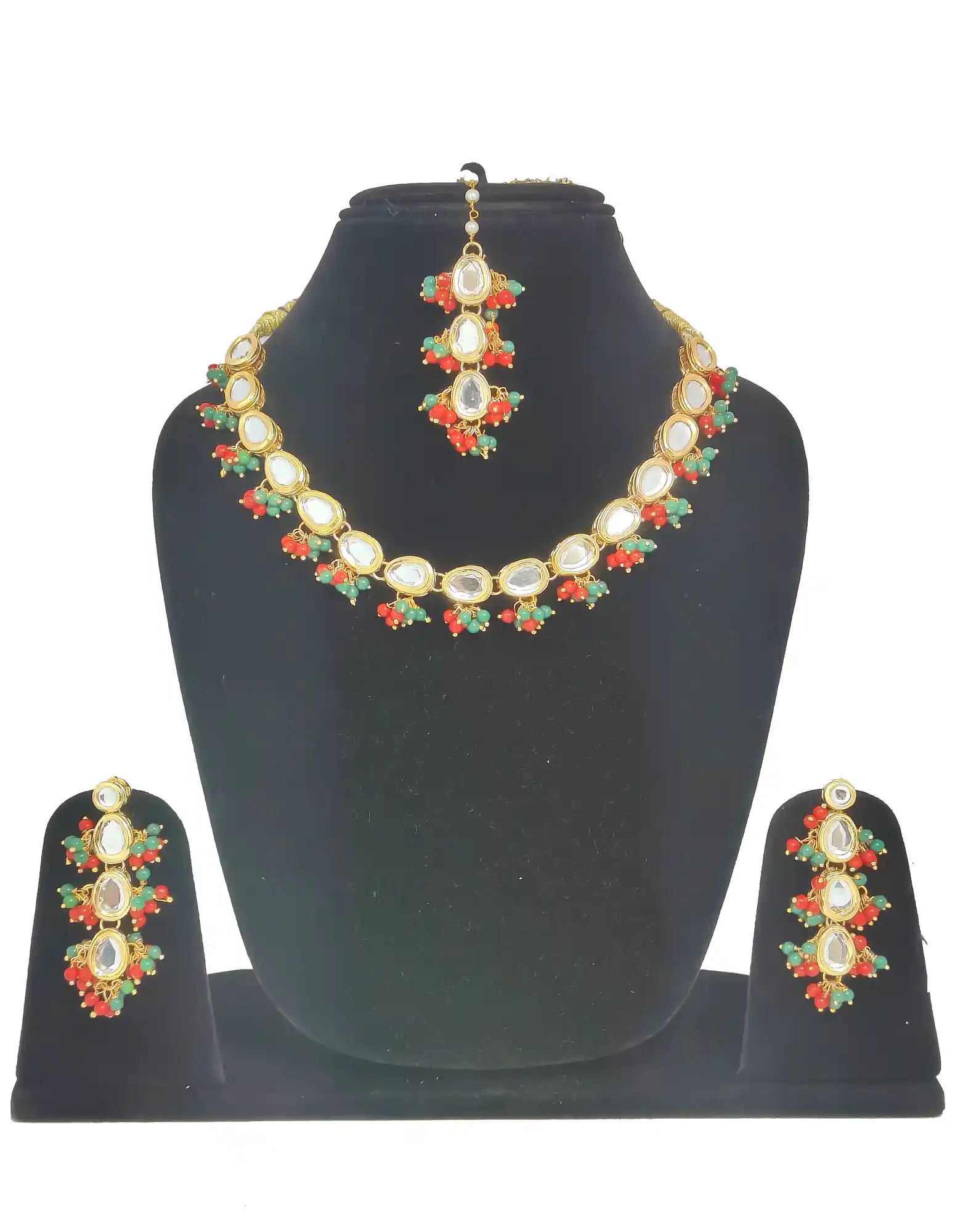 Red Green Emerald Kundan Set - for jewellery making