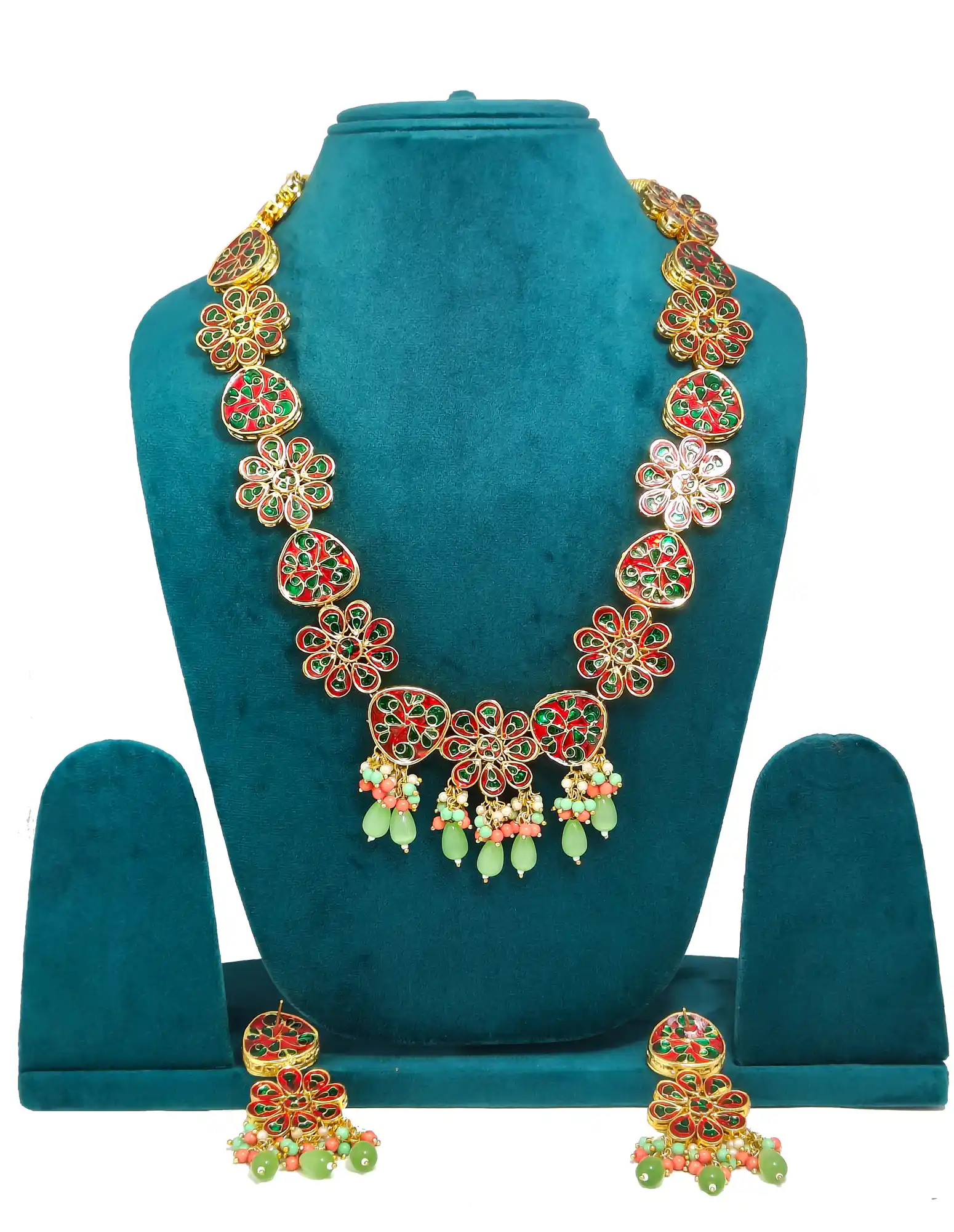 Kundan Mint Green Monalisa Set Back View - for jewellery making