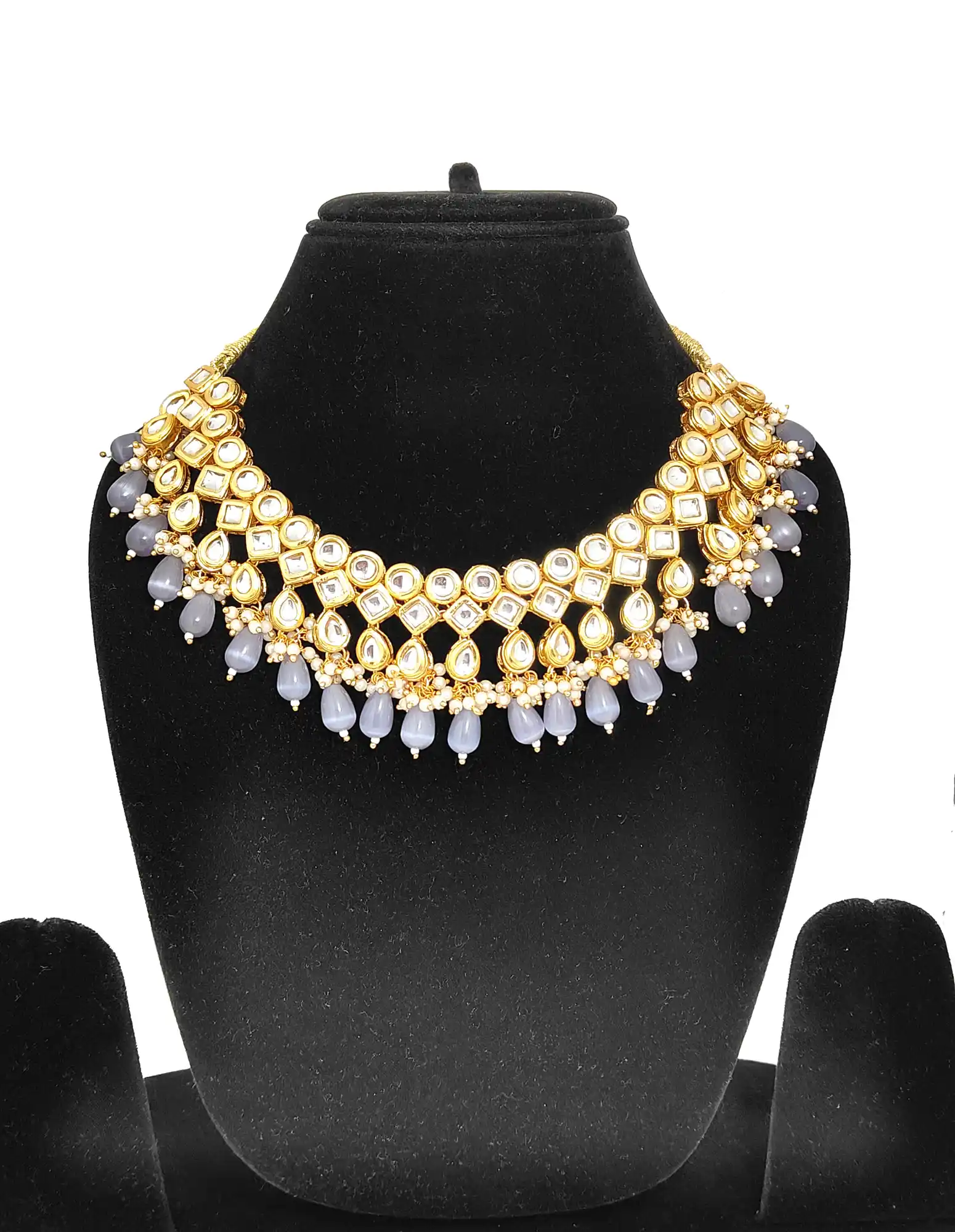 Black Grey Kundan Monalisa Kundan Front