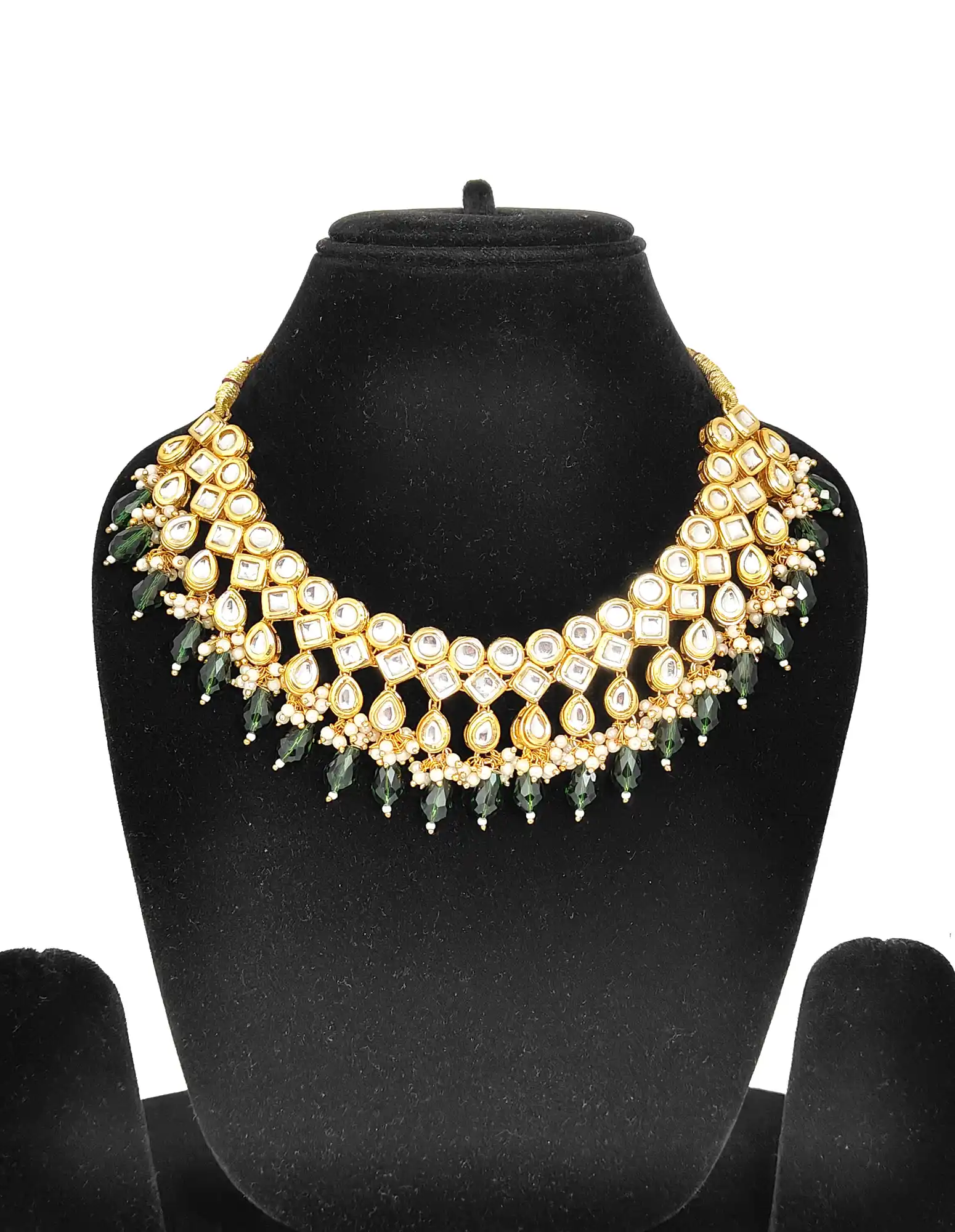 Green Necklace Set Crystal Stone Front View - for jewellery making