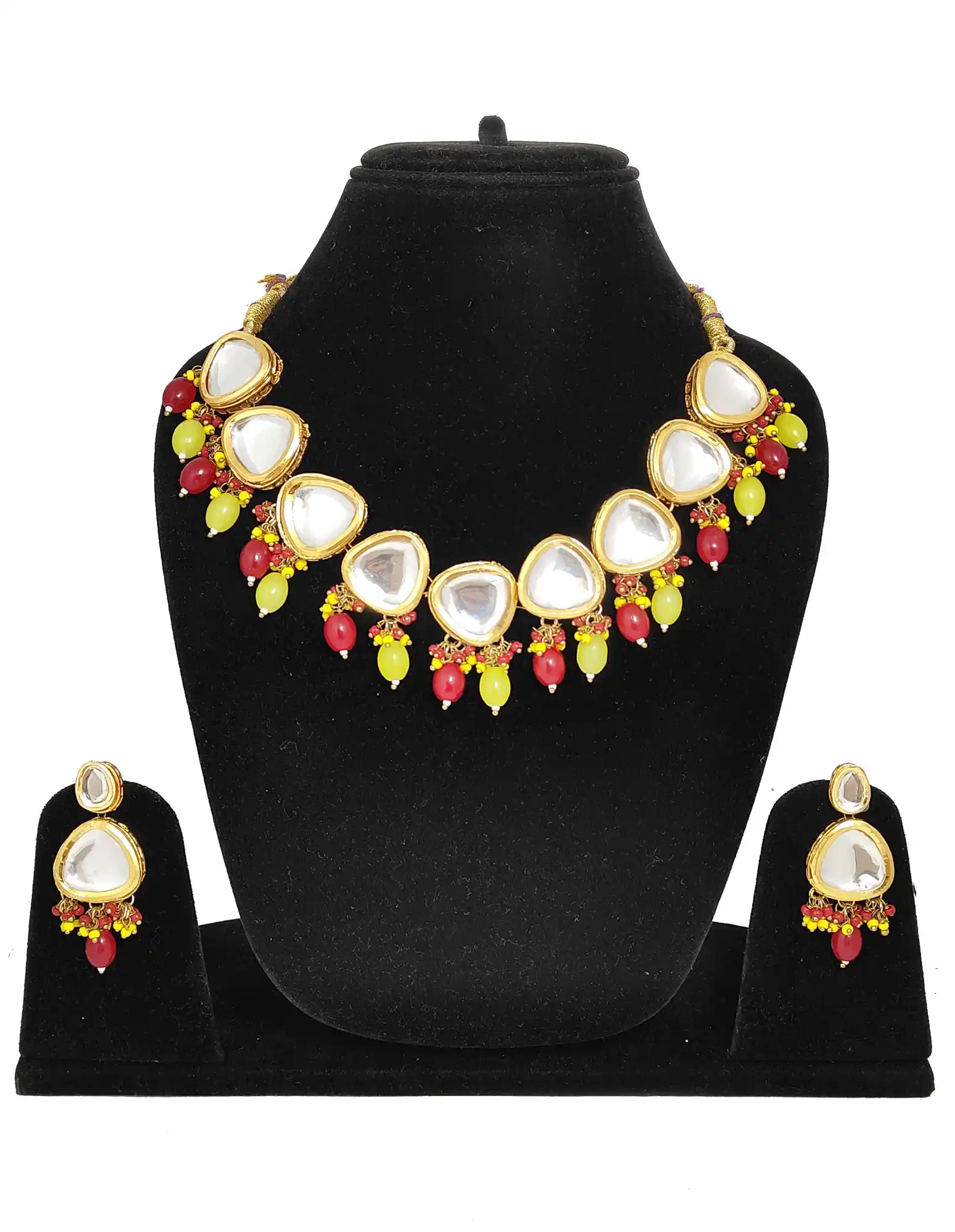 Red and Yellow Kundan Necklace
