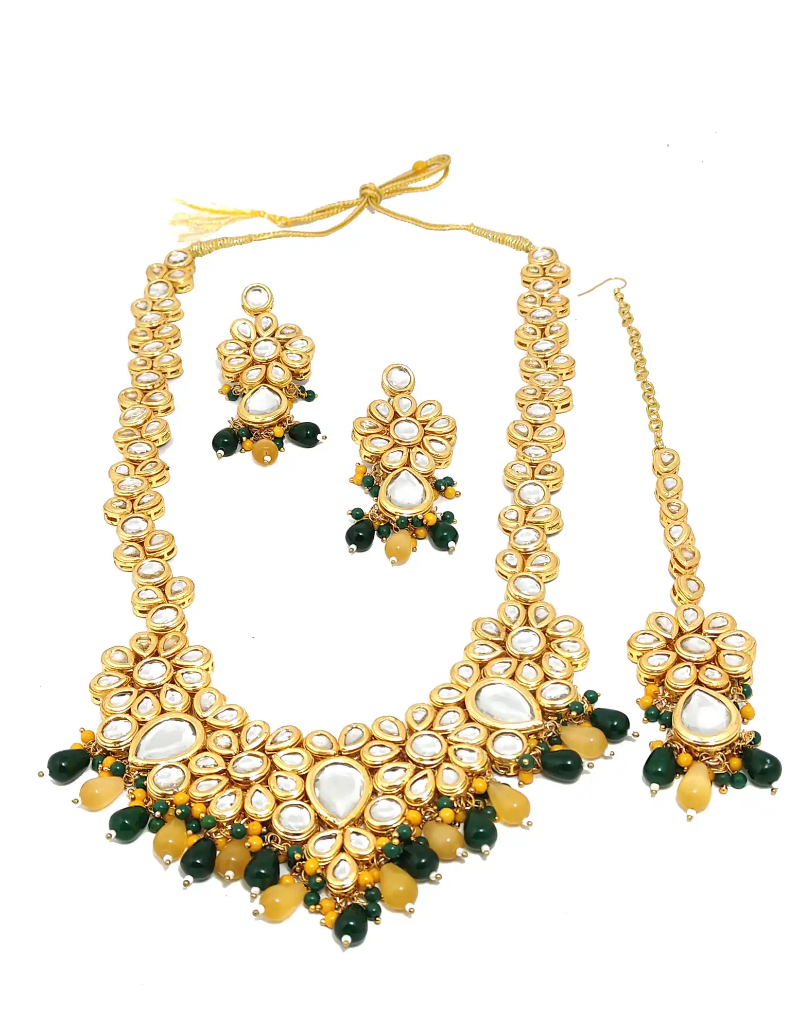 Kundan Bridal Necklace Set - Main Image - Multicolor Kundan Bridal Set - Image 4