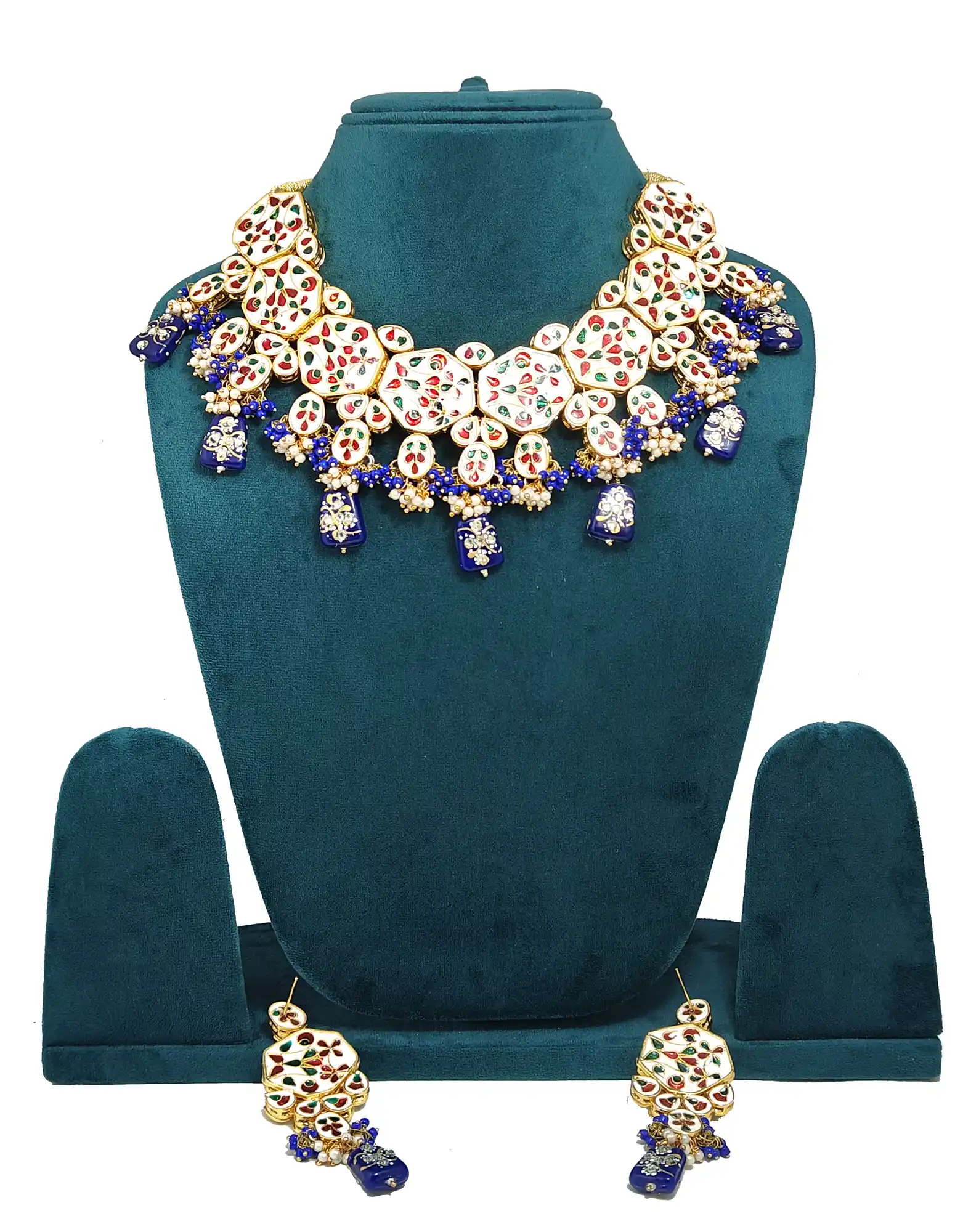 Back Side Meenakari Kundan Studded Necklace Set - for jewellery making